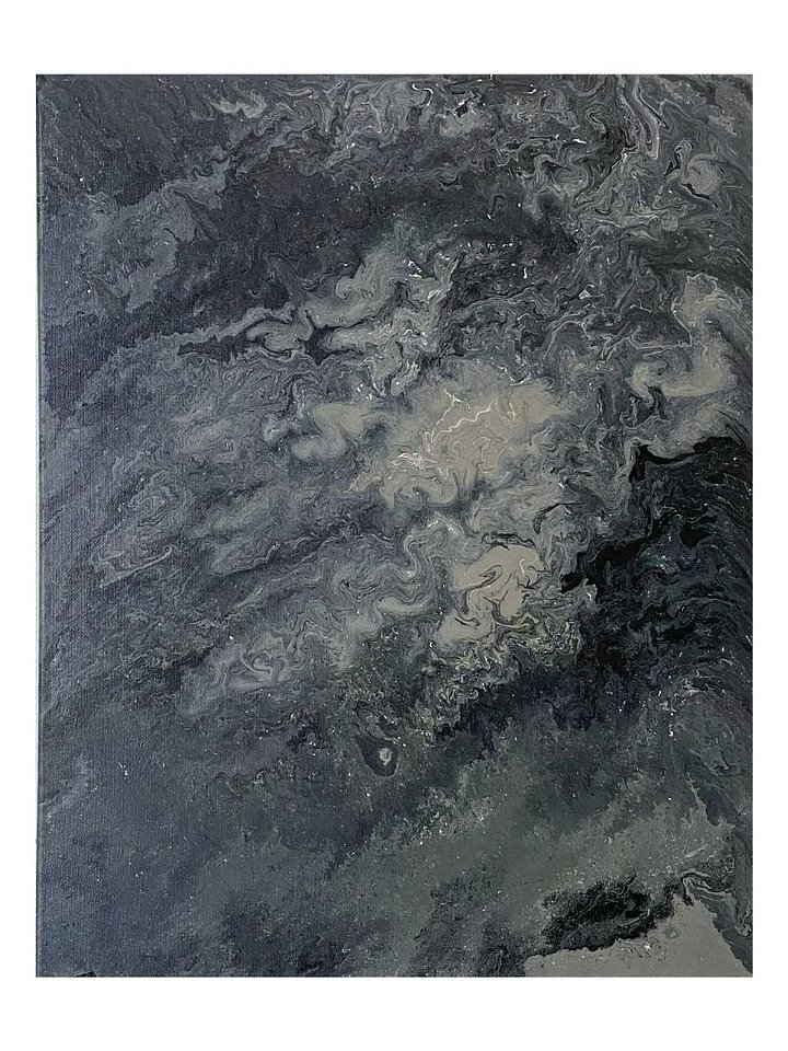 Shades of Grey Abstract Acrylic Pour Painting on 16x20 Inch Canvas | Modern Marble Art product image (1)
