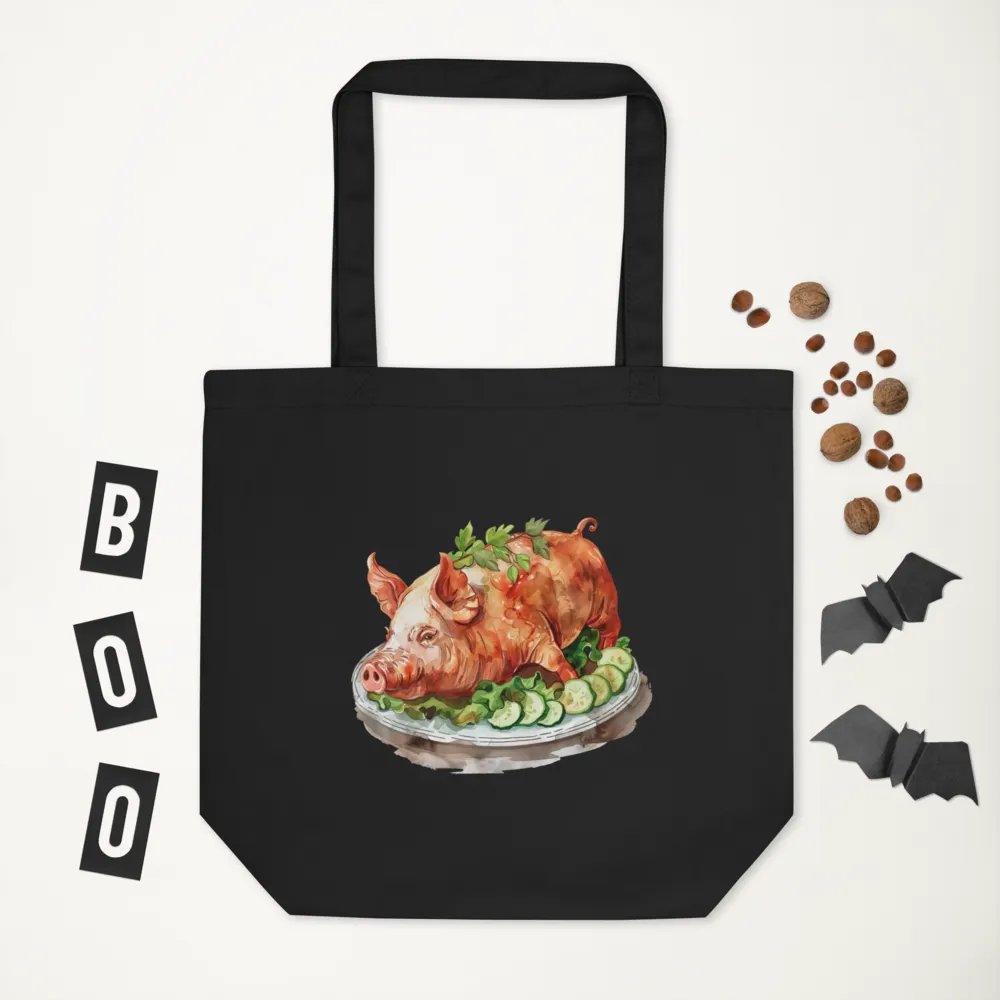 LECHON TOTE: VERSATILE USE, ORGANIC BLACK TOTE BAG, FILIPINO (DOUBLE-SIDED), PORK ROASTED PIG product image (5)