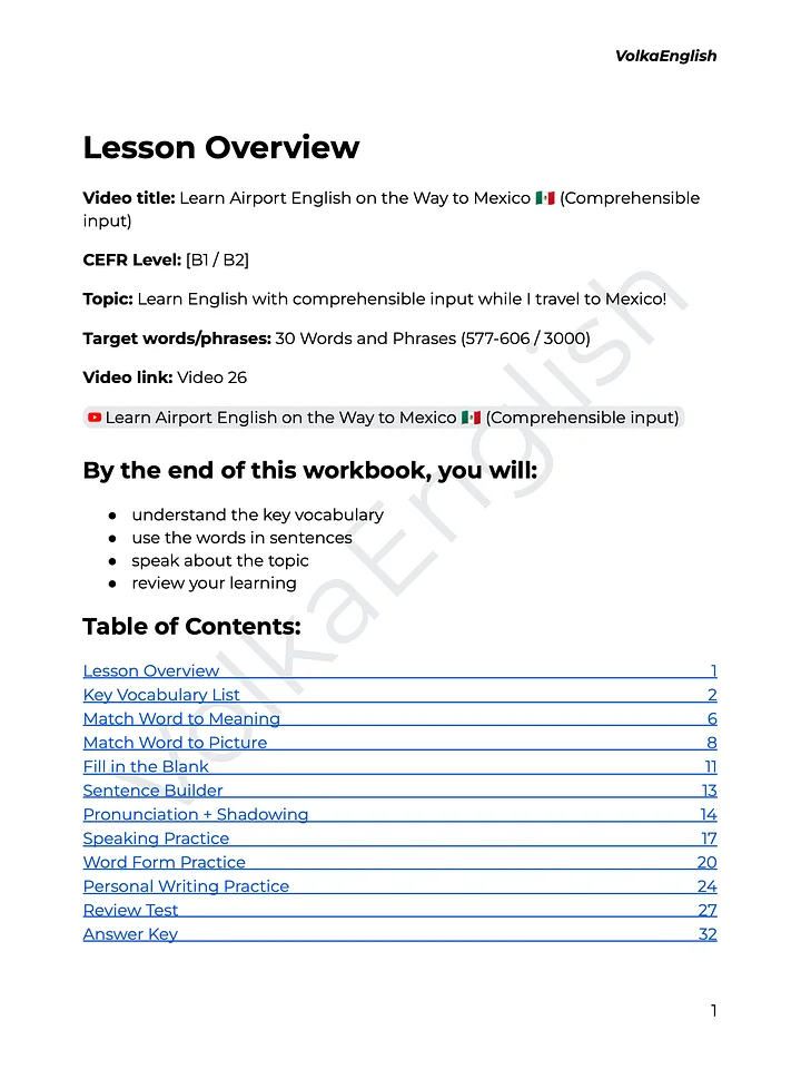 Learn Airport English on the Way to Mexico 🇲🇽 (Comprehensible input) - Video 26 Study Pack product image (2)