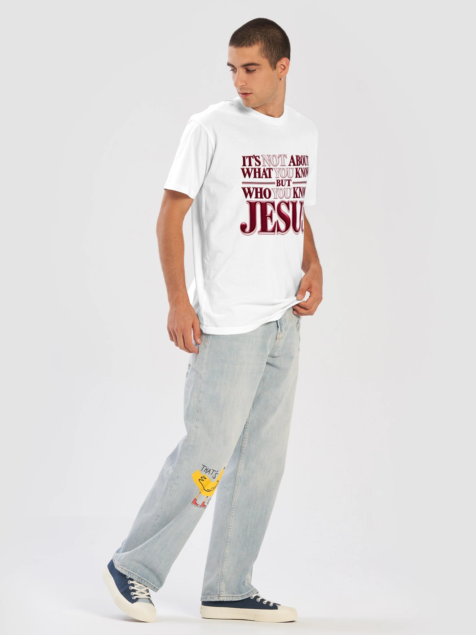 Who You Know: JESUS Burgundy & Blush Premium T-Shirt product image (5)