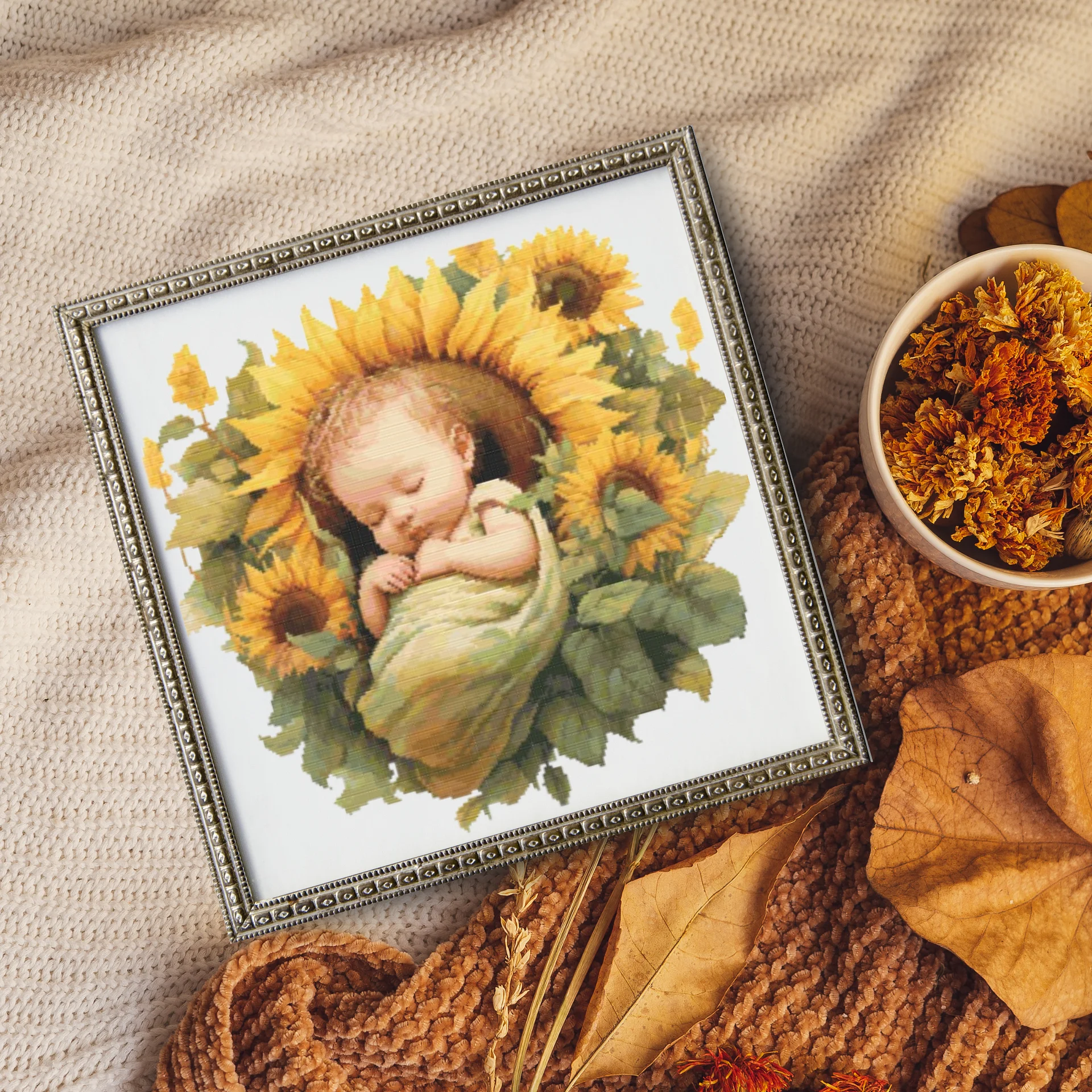 Baby Sunflower Angel Cross Stitch Pattern product image (6)