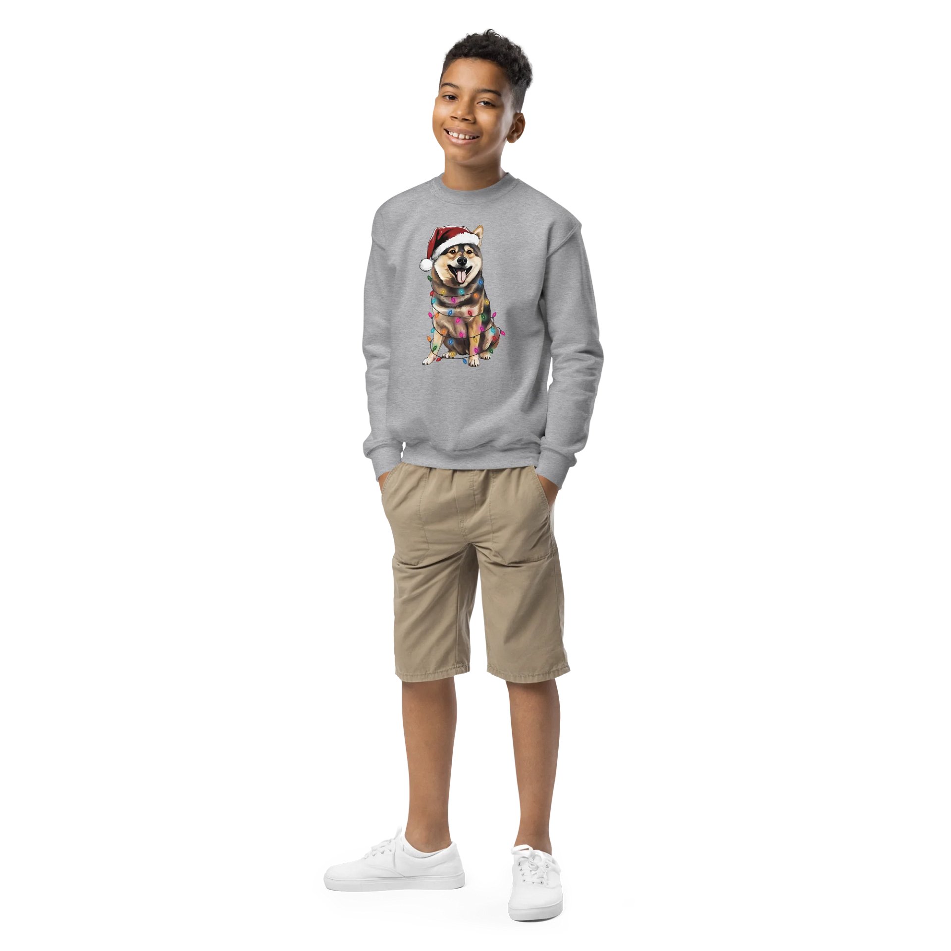 Funny Christmas Shiba Inu(Black & Tan) Youth Sweatshirt product image (1)