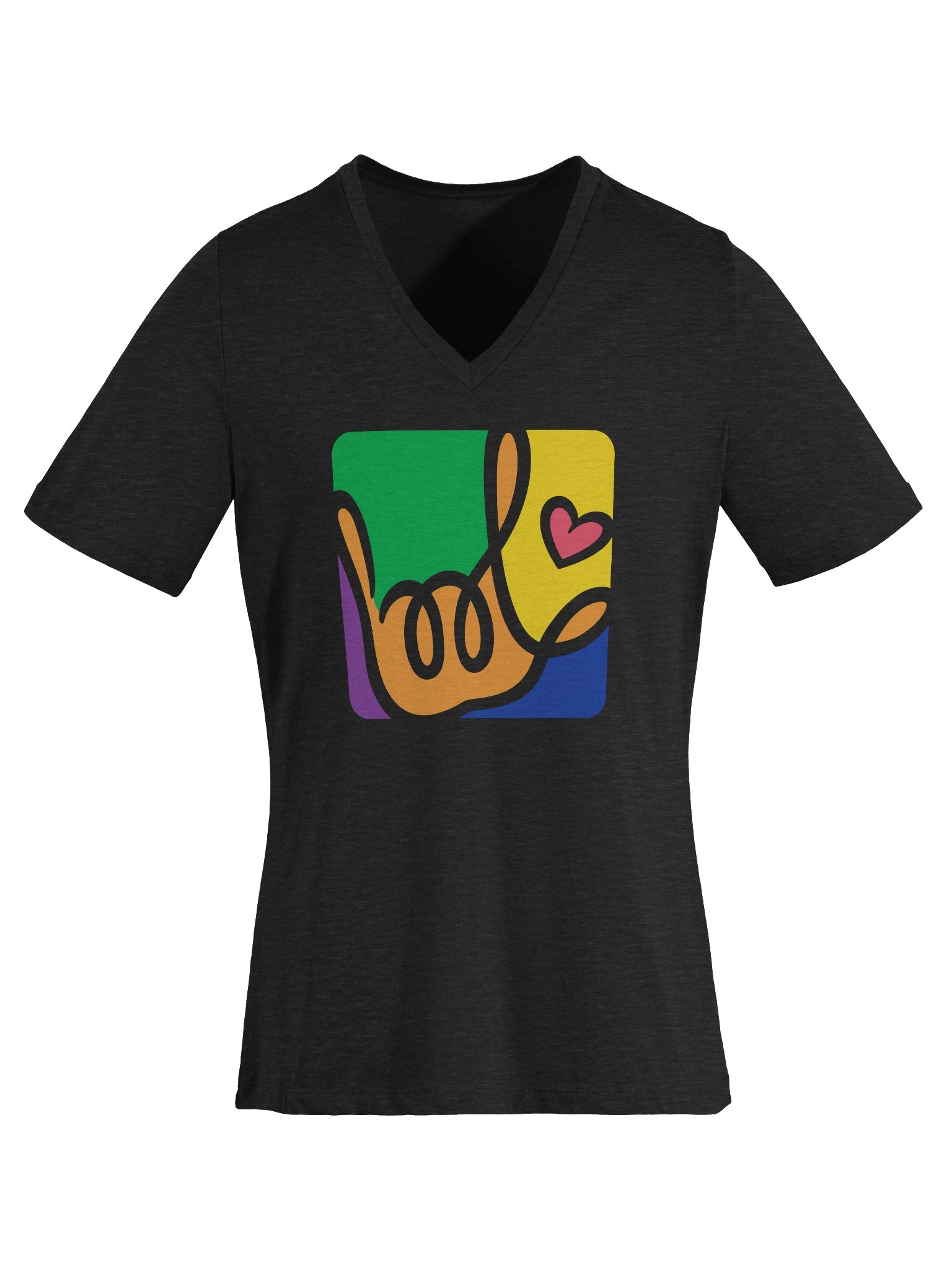 Womens Forever ILY Colorful Box V-Neck T-shirt product image (6)