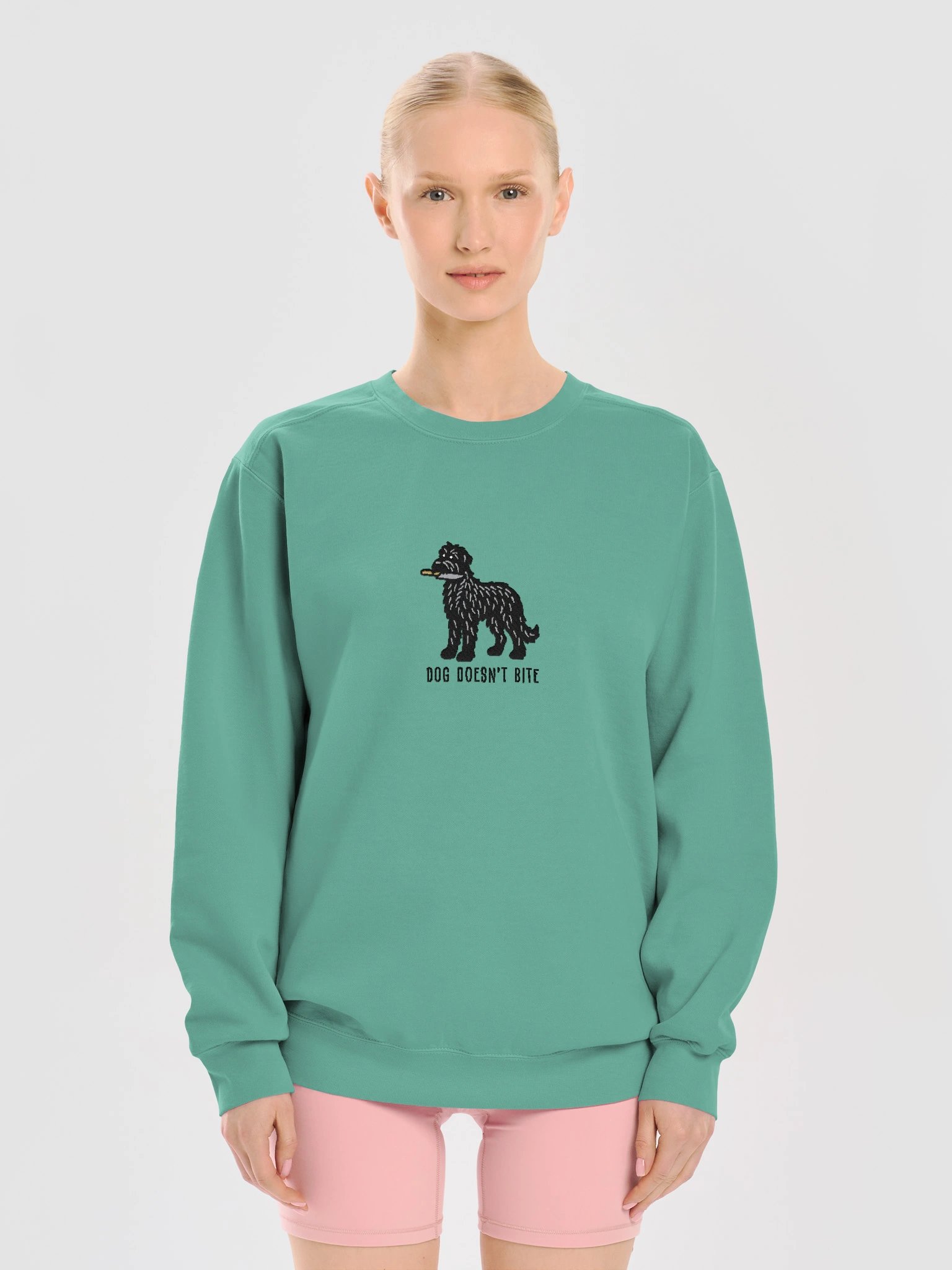 Dog Doesn't Bite Funny Chibi-Style Embroidered Premium Sweatshirt for Irish Wolfhound(Black) Owners product image (29)