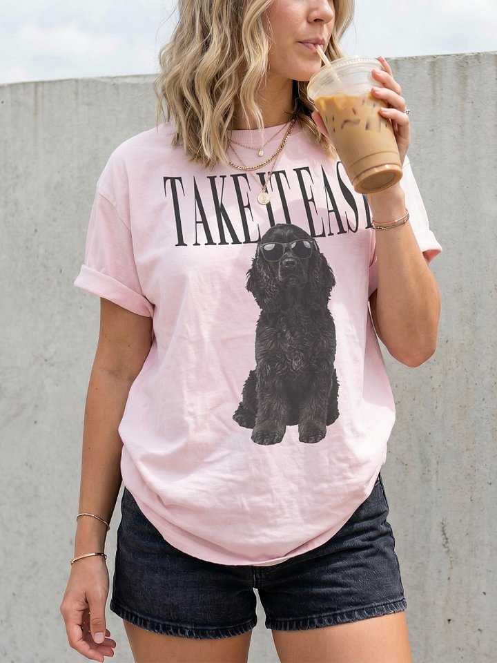 Take It Easy '90s Pop Vintage-Style T-Shirt for American Cocker Spaniel(Black) Owners product image (2)