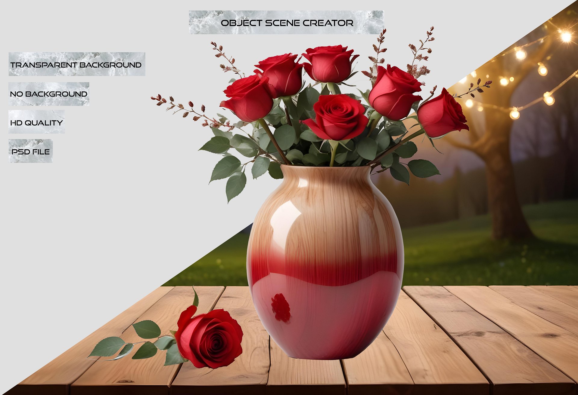Vase with Red Rose, PNG product image (2)