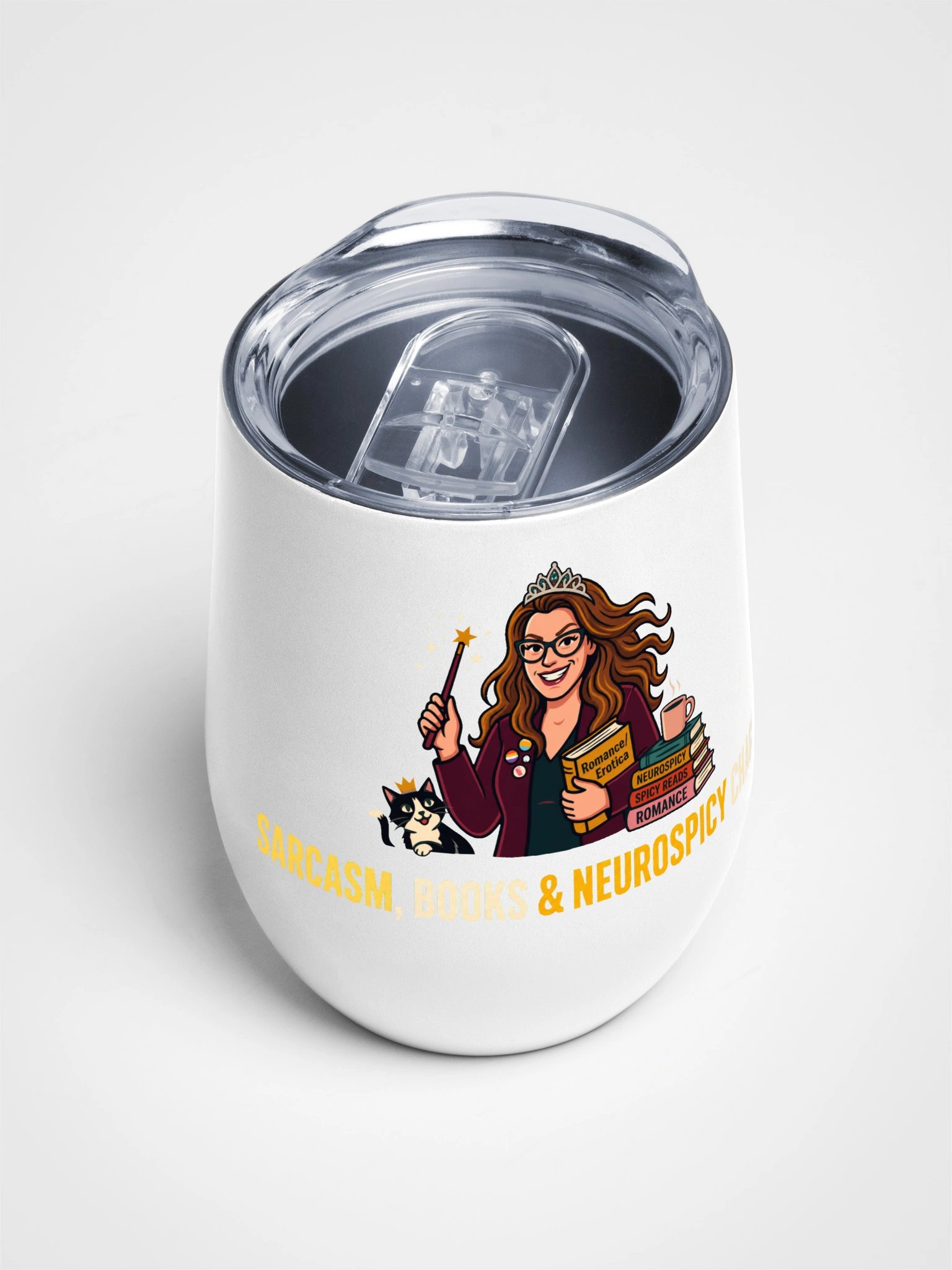 Sarcasm, Books, & Neurospicy Chaos Wine Tumbler product image (4)