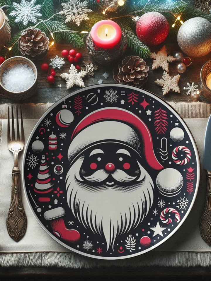 Christmas Plate Santa Claus on Black product image (2)