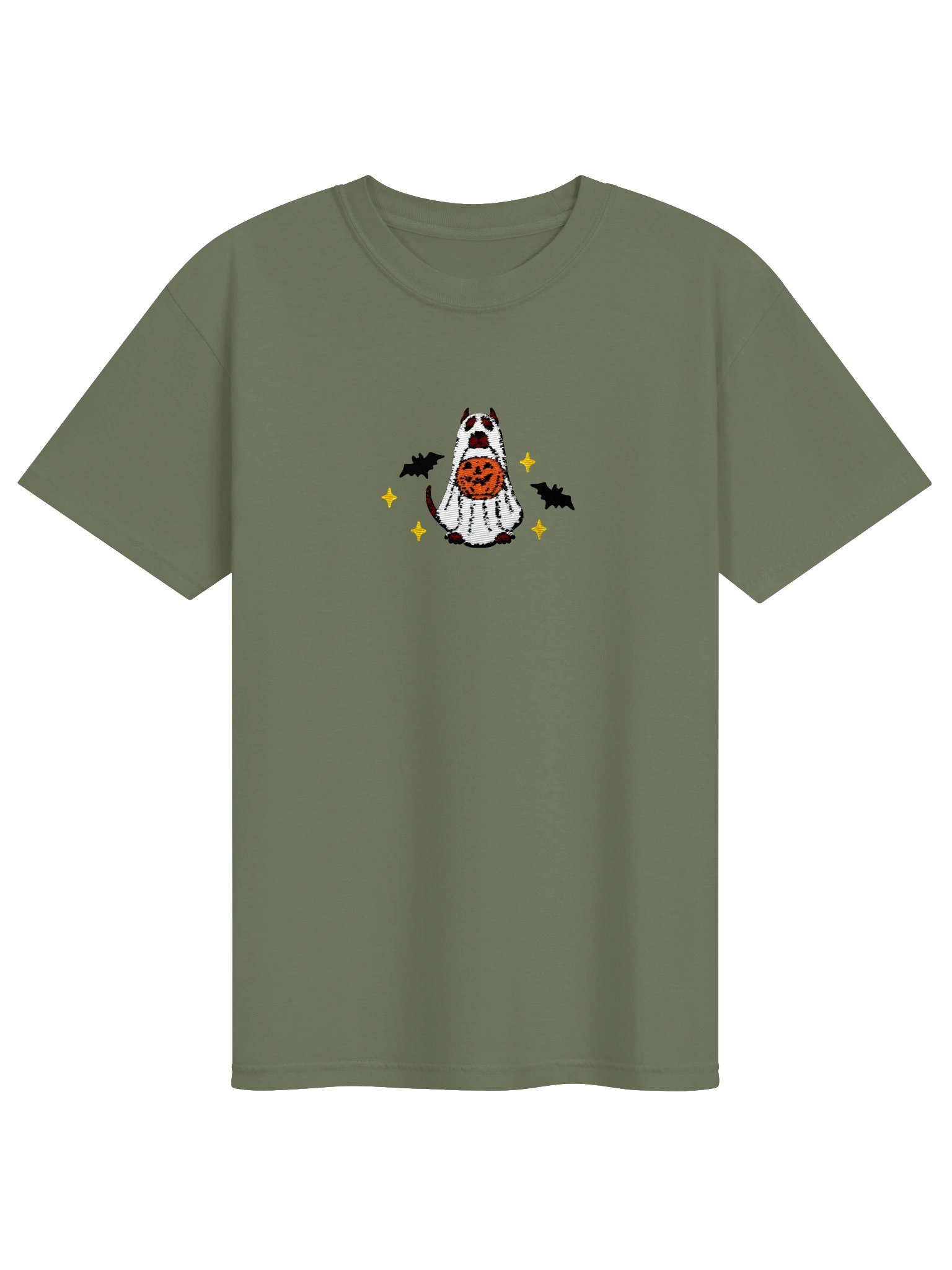 Halloween Pit Bull/ Staffordshire Terrier(Brindle, Cropped Ears) Embroidered T-Shirt product image (9)