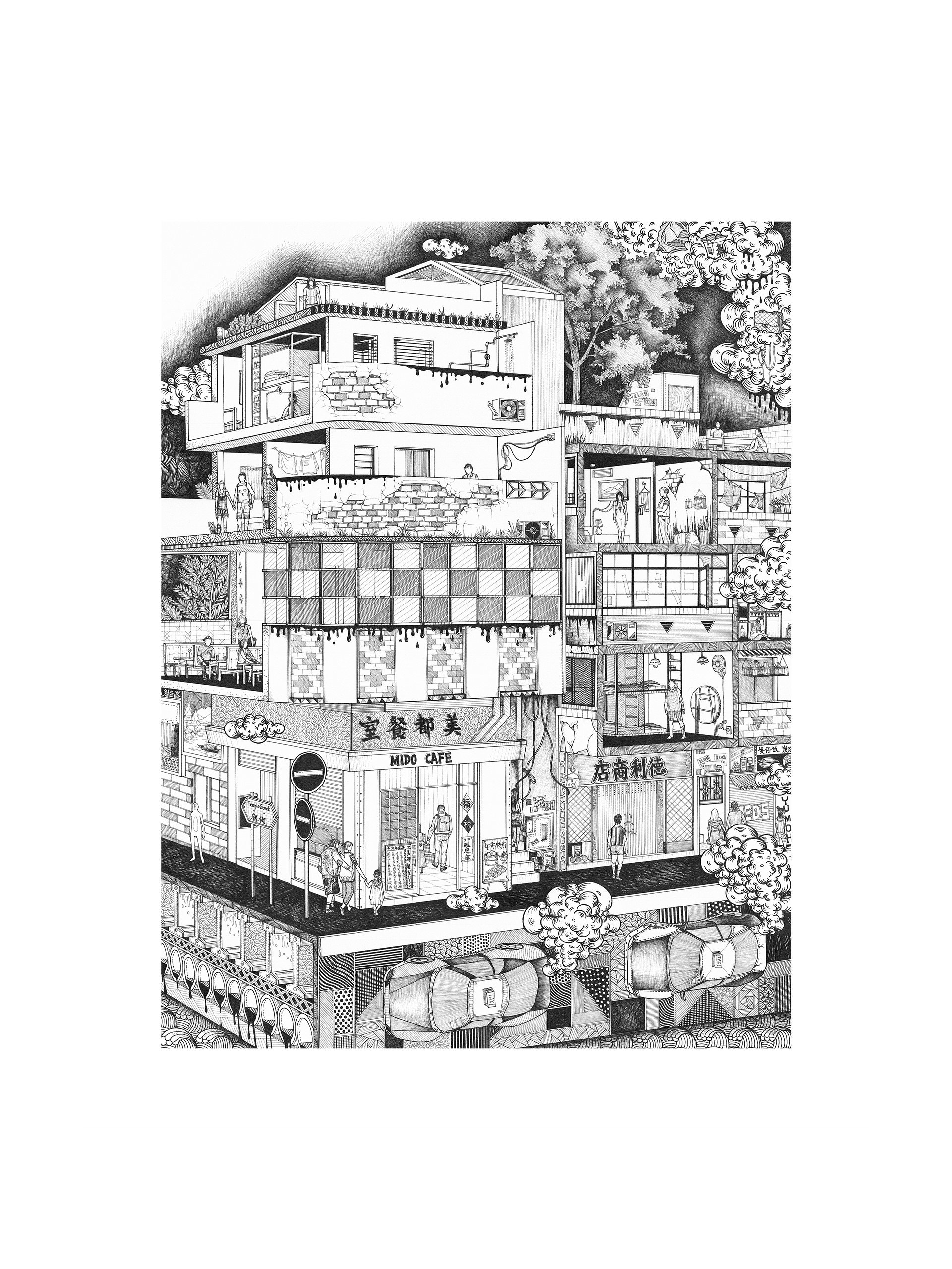 Temple Street - Original Art Print product image (1)