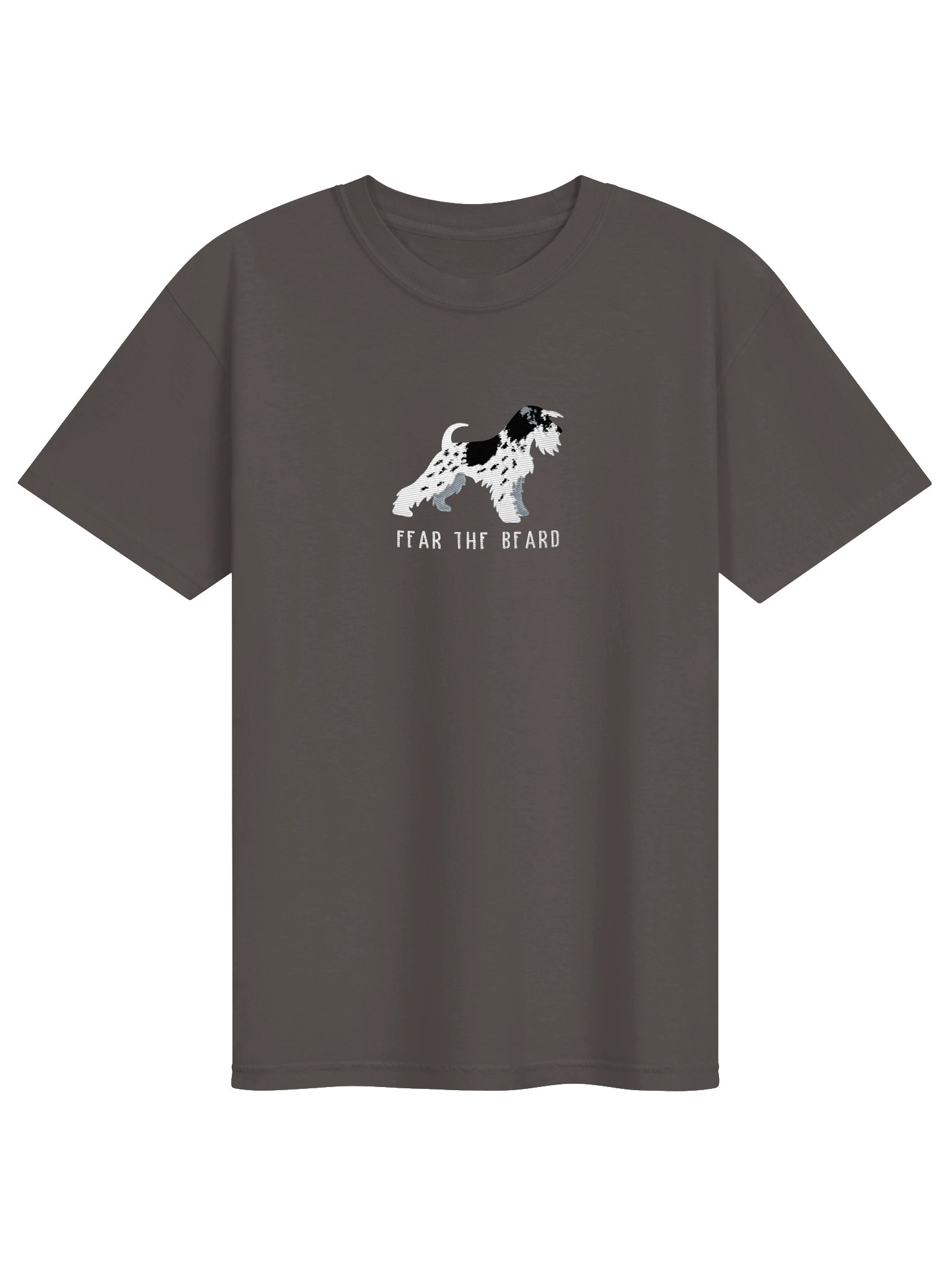 Fear the Beard T-Shirt(Embroidered) of a Miniature Schnauzer(Parti, Black & White) product image (7)