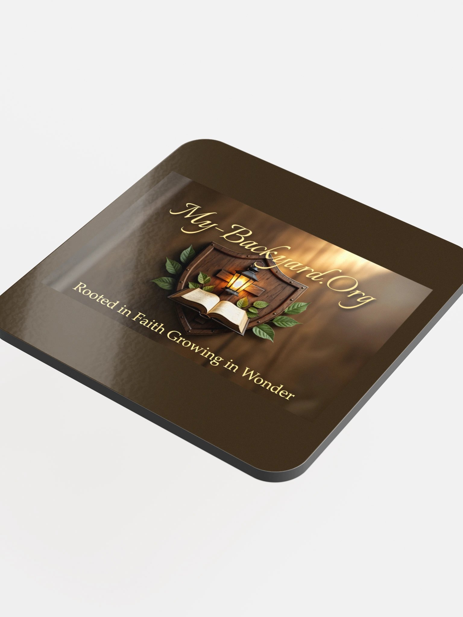 The Backyard Shield — Glossed Cork Coaster product image (4)