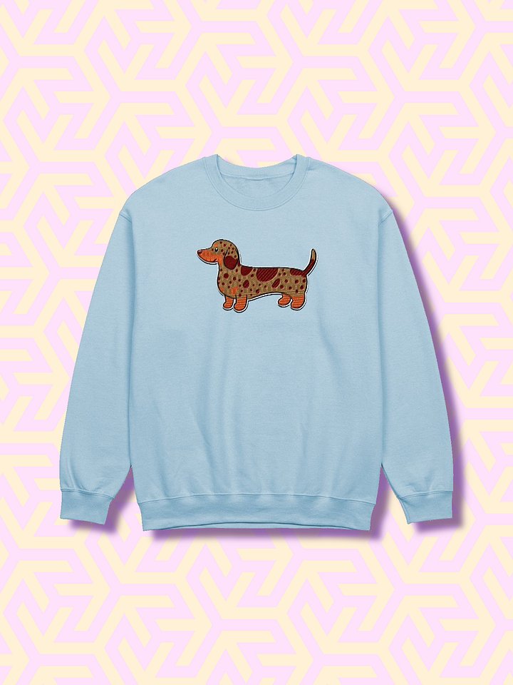 Cheerful Dachshund Cartoon Embroidered Crewneck product image (1)