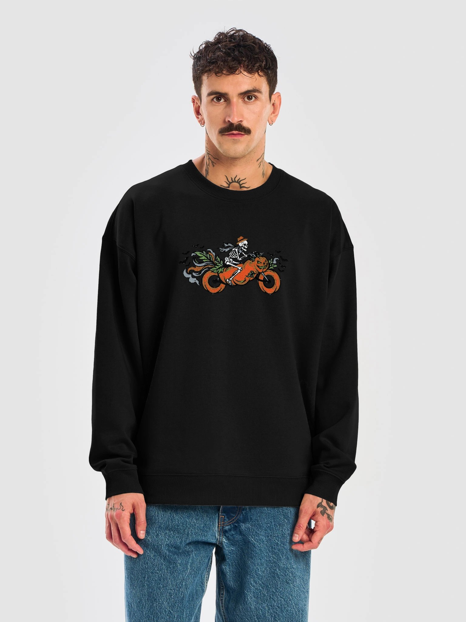 MINAY Originals | Halloween Edition Embroidered Skeleton Biker Oversized Sweatshirt product image (19)
