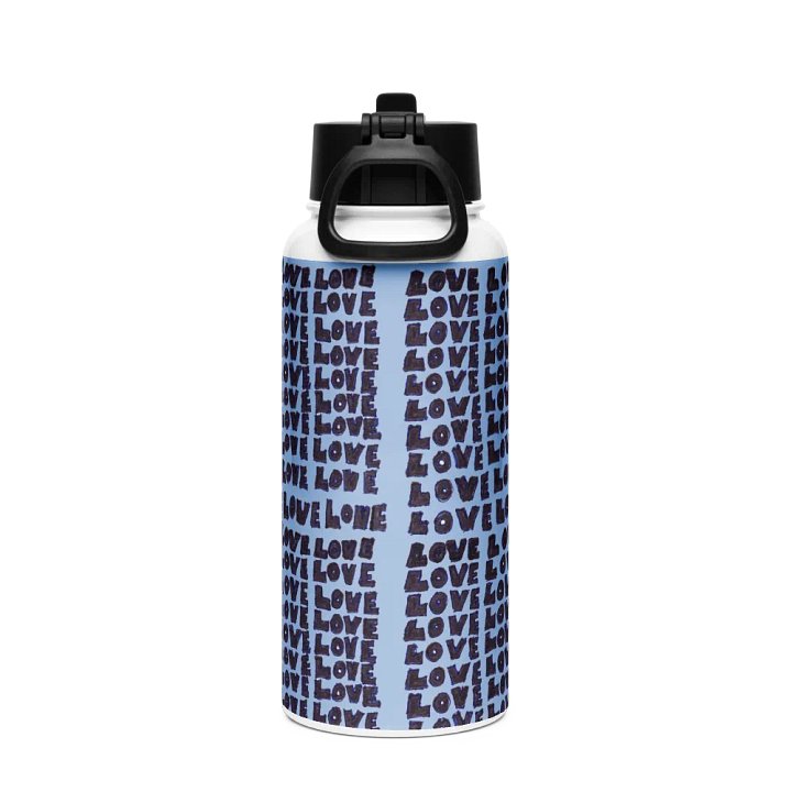 Love Stainless Steel Water Bottle with a Straw Lid in Blue product image (2)