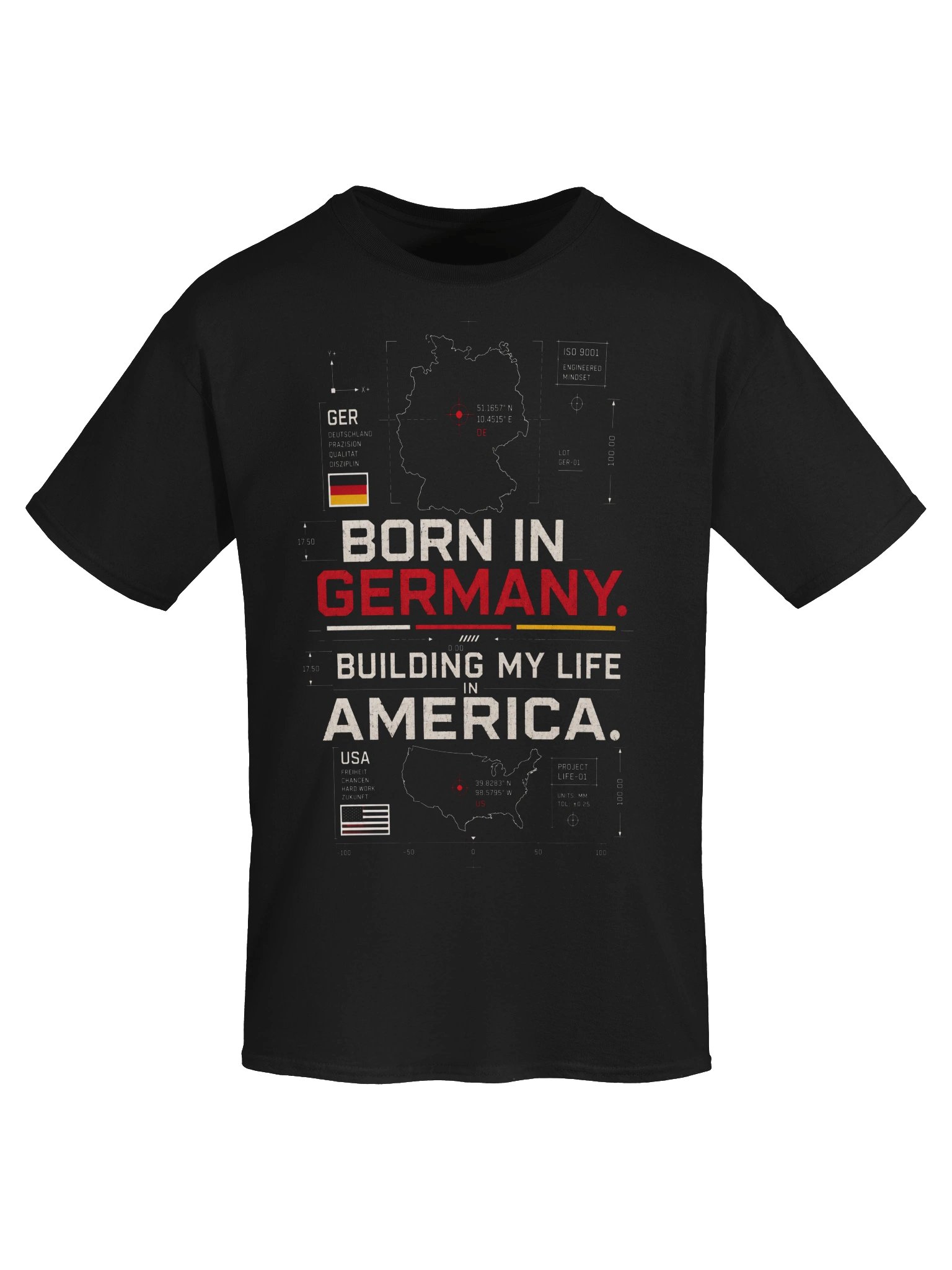 Born in Germany, Building My Life in America Blueprint T-Shirt product image (5)