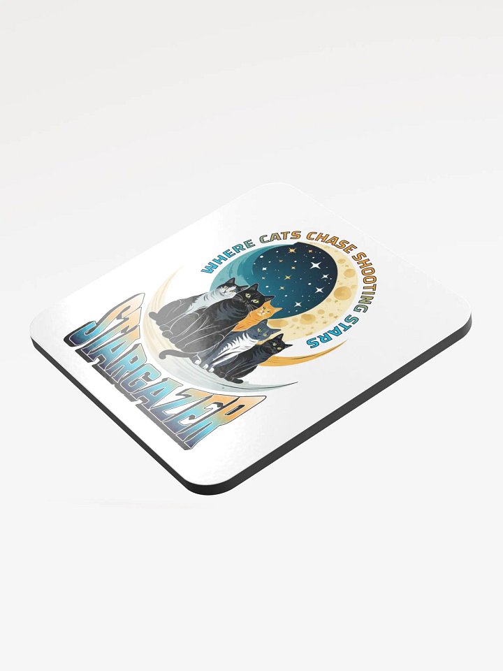 Where Cats Chase Shooting Stars Stargazer Glossed Cork Coaster product image (2)