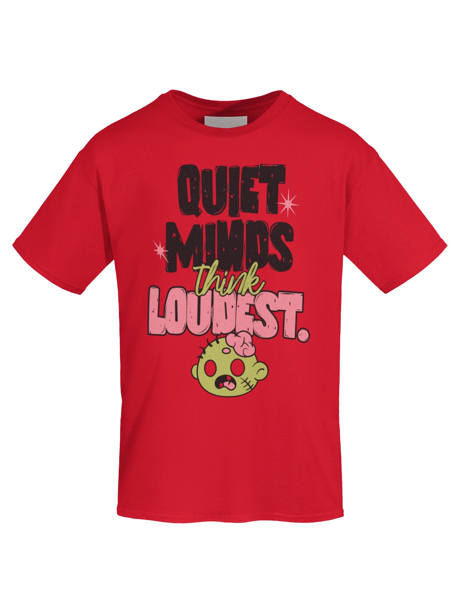 "Quiet Minds Think Loudest" T-Shirt – Red Oversized Graphic Tee product image (5)