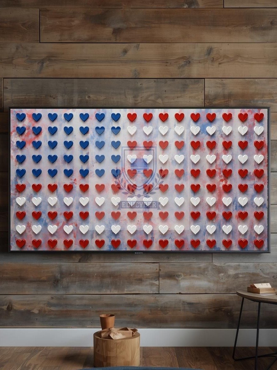 Patriotic Hearts Frame TV Art, Red White & Blue Oil Painting Aesthetic Digital Download product image (8)