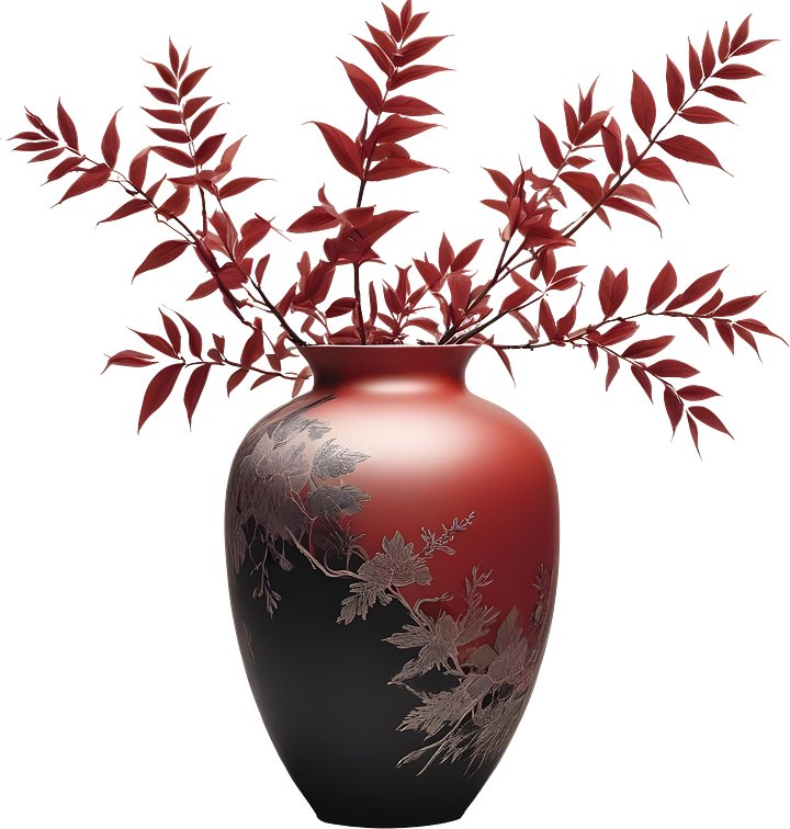 Elegant Chinese Gradient Vase – Red and Black Floral Motif PNG product image (1)