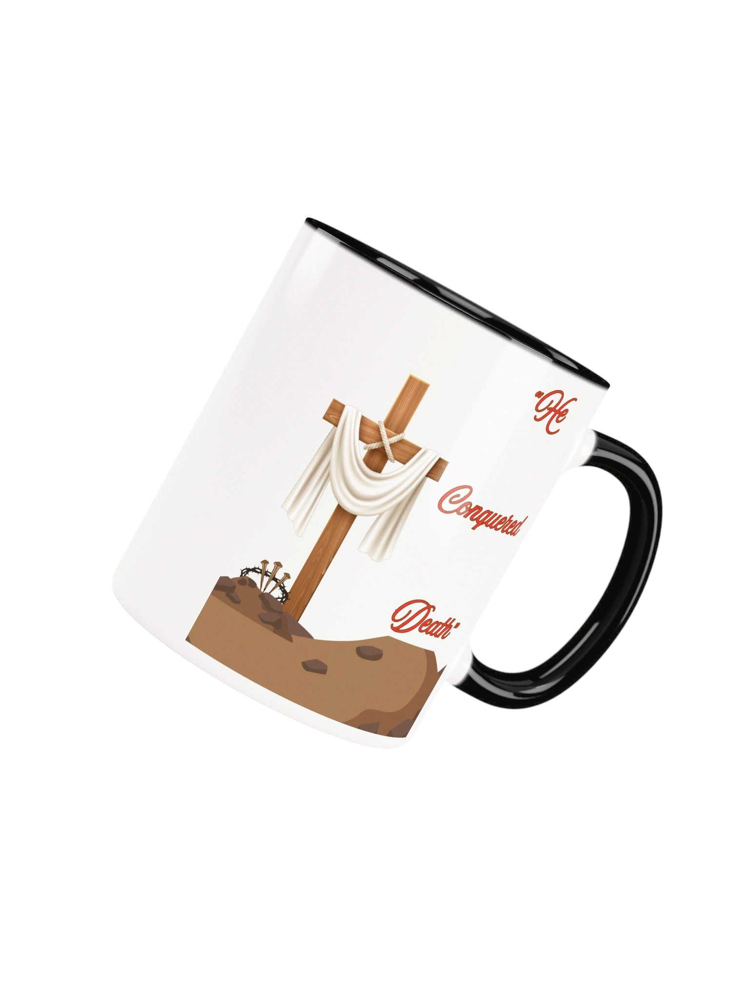 He Conquered Death Christian Coffee Mug | Empty Cross Easter Mug | Resurrection Faith Gift | Kingdom Life Co. product image (5)