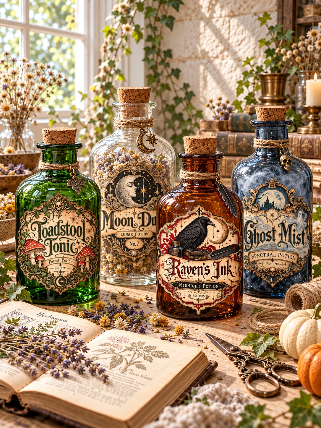1000 Vintage Halloween Labels, Apothecary Potion Bottle Design, Printable Gift Tags Bundle, Gothic Ephemera Collection, Digital PNG Download product image (2)