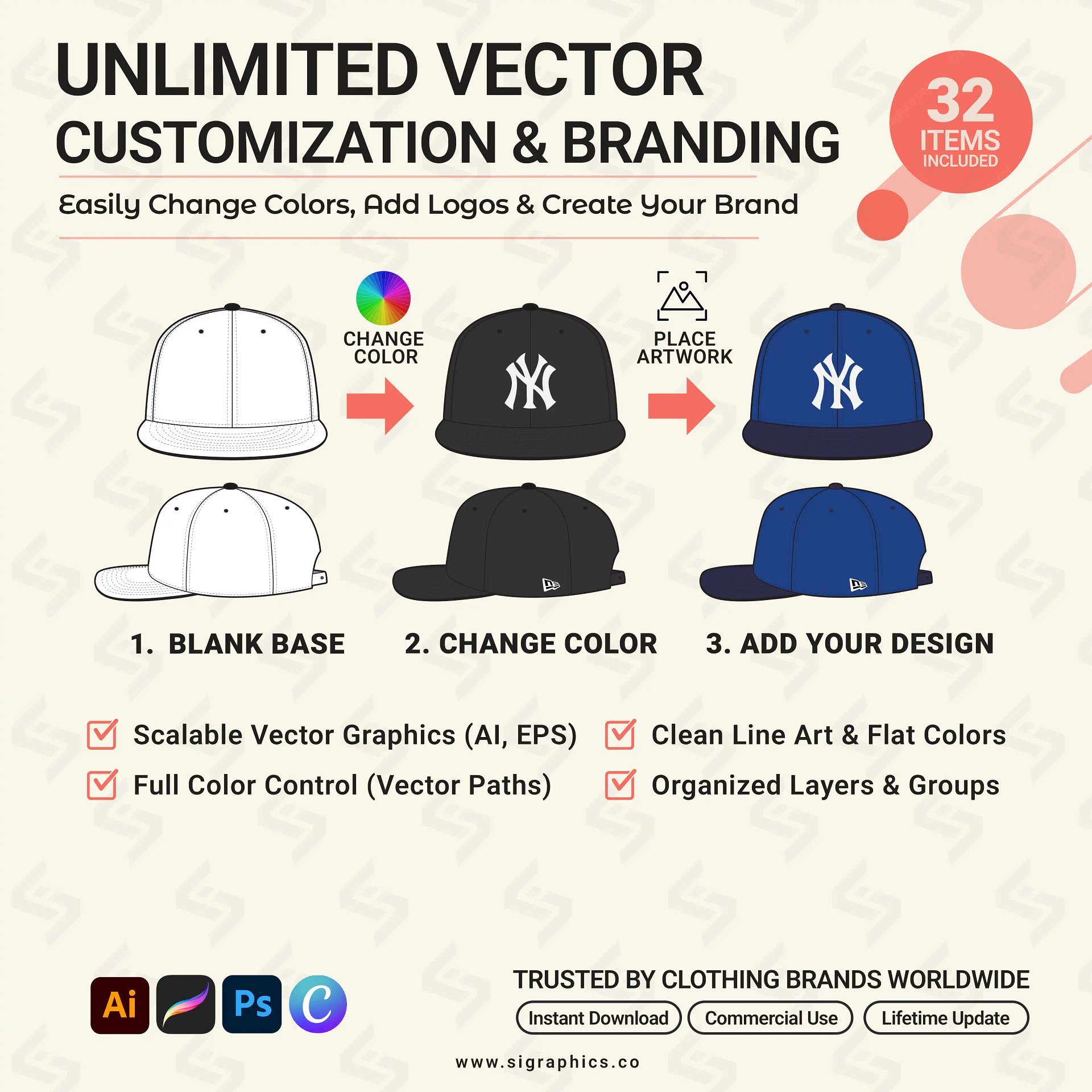 Headwear Mockups Bundle – 32+ Vector Hat & Cap Templates product image (4)