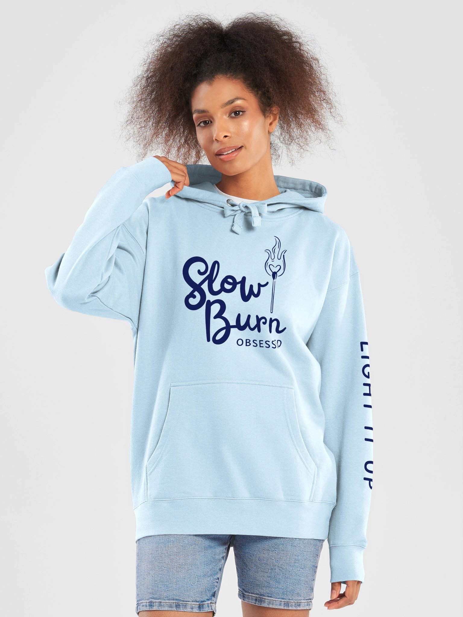 Slow Burn Obsessed | Light It Up | Navy Logo Hoodie product image (5)