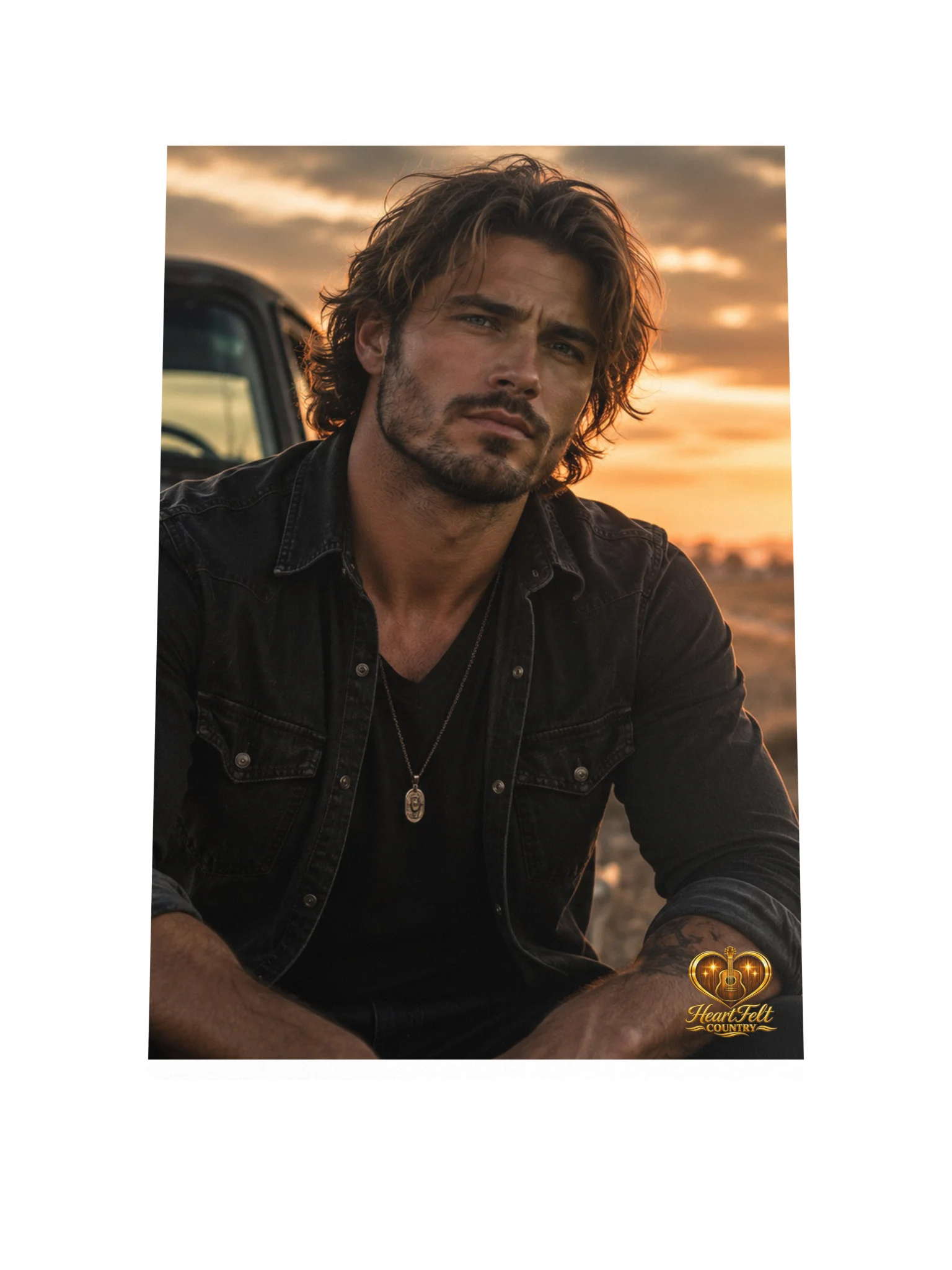 Heartfelt Country Sunset Portrait Poster