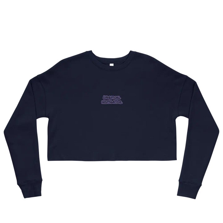 HABITUAL INSTIGATOR (purple outline) embroidered fleece crop crew product image (25)