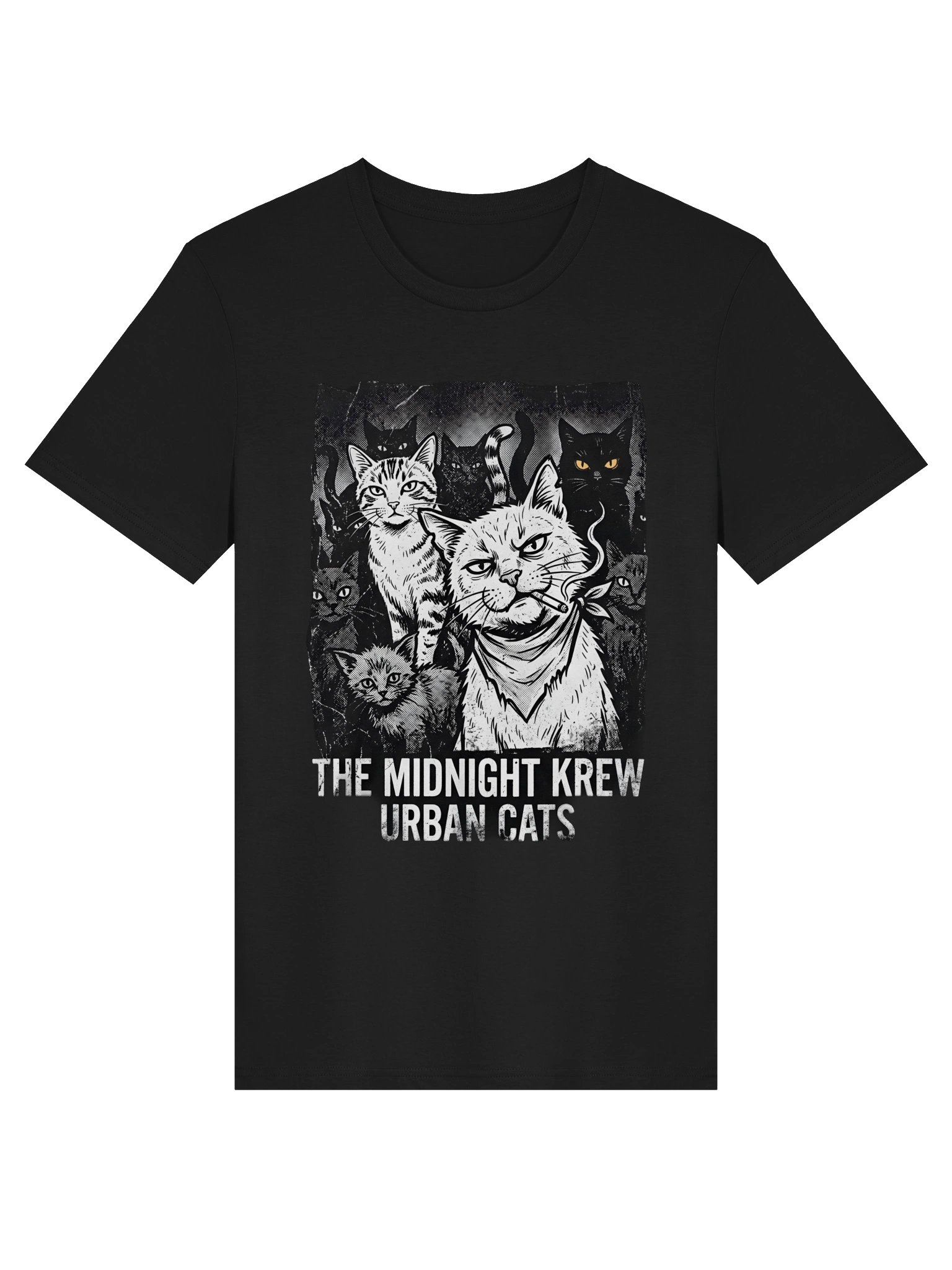 The Midnight Krew Urban Cats T-Shirt | Gritty Streetwear Cat Graphic Tee product image (1)