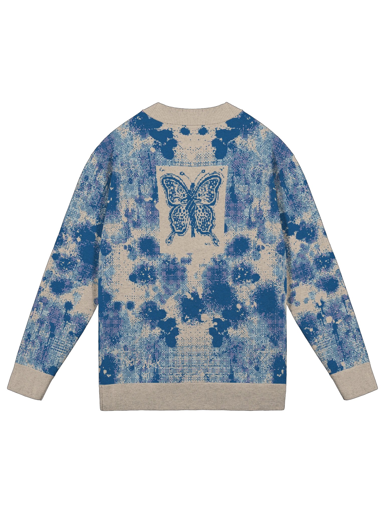 Ugly Sweater Button Cardigan 'Blue Butterfly' product image (2)