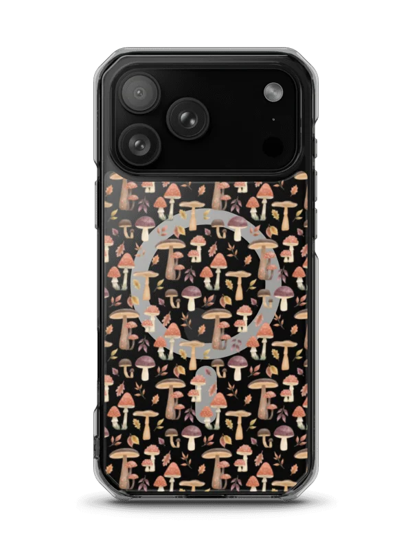 MagSafe® clear case for iPhone the mushroom haven. Autumn cottagecore mushroom design product image (1)