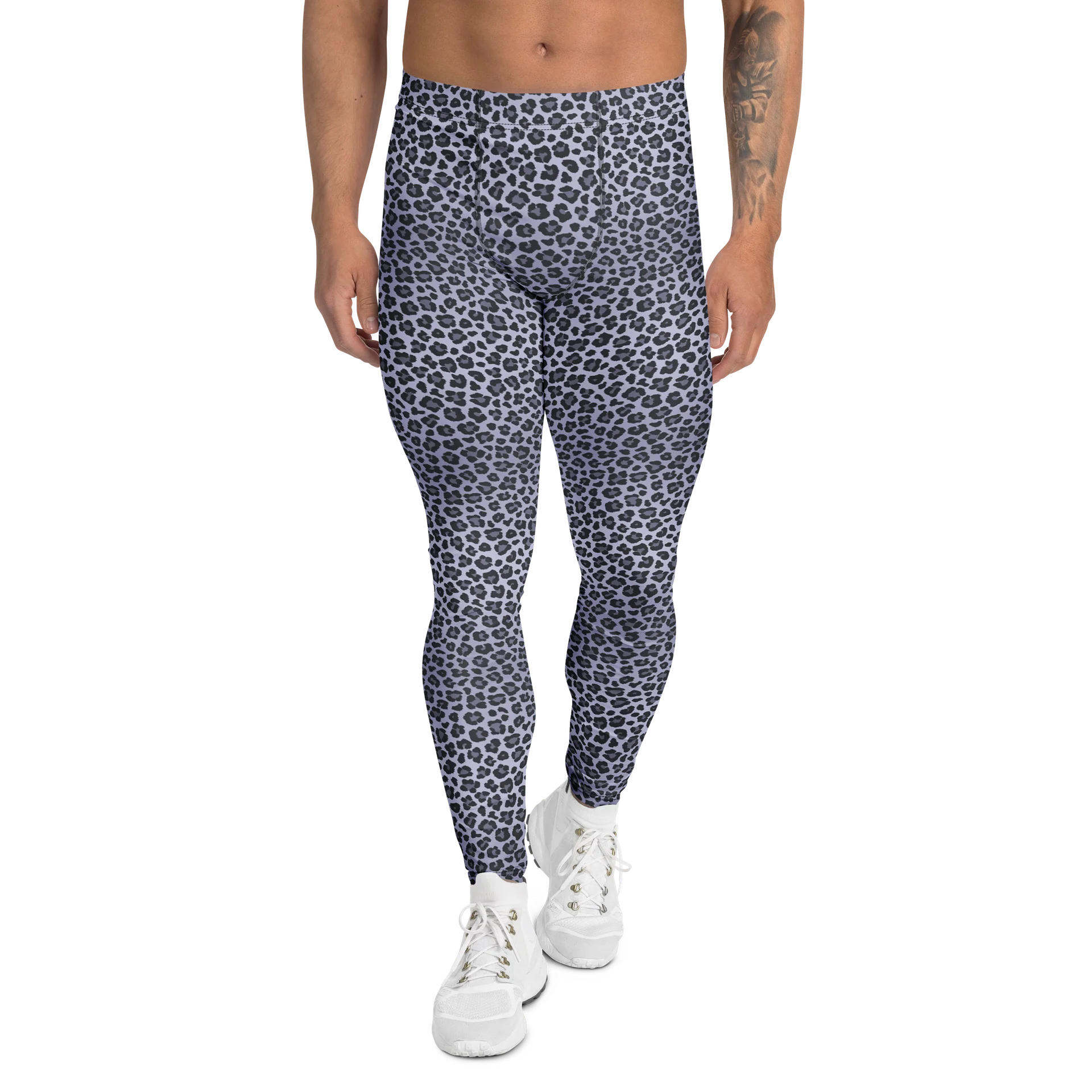 Bold Dark Gray Leopard Pattern Men's Leggings product image (1)