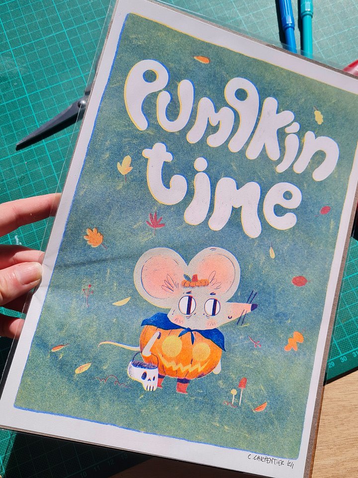 Halloween Pumpkin Riso Print A4 product image (2)