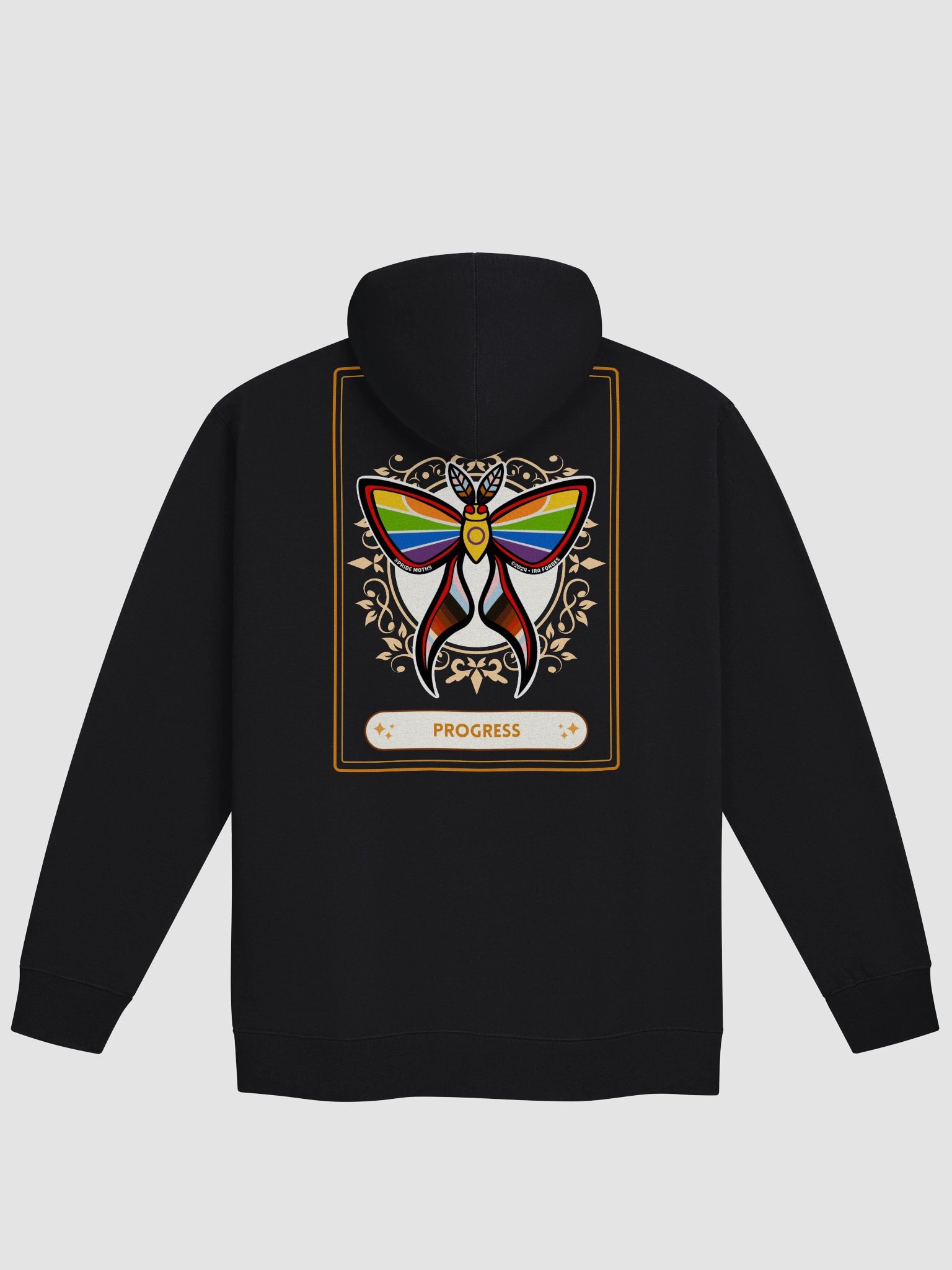 № 1 | PROGRESS PRIDE MOTH | TAROT CARD STYLE | ZIP-UP HOODIE product image (1)