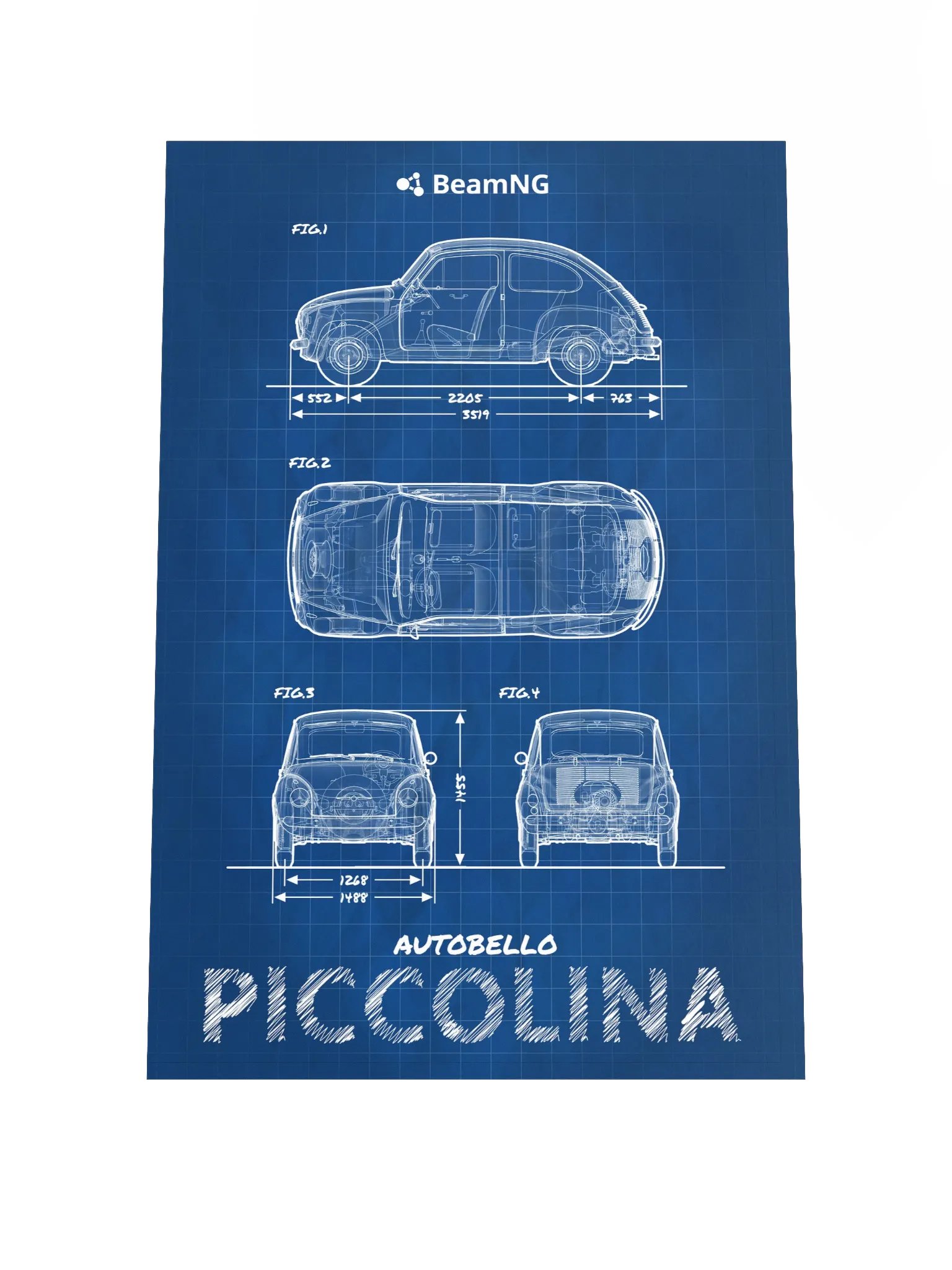 Autobello Piccolina Blueprint Poster product image (1)