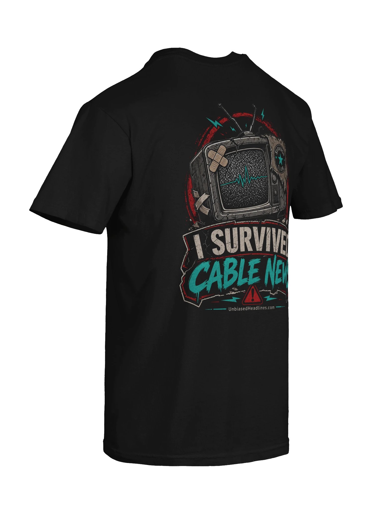 I Survived Cable News Tee - Back Print with Pocket Logo product image (8)