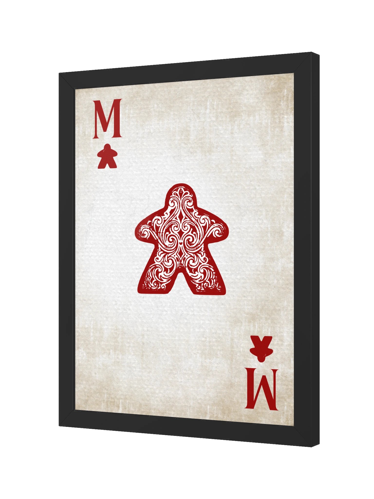 Vintage Meeple Red Ace Playing Card Board Game Room Poster - FRAMED product image (7)
