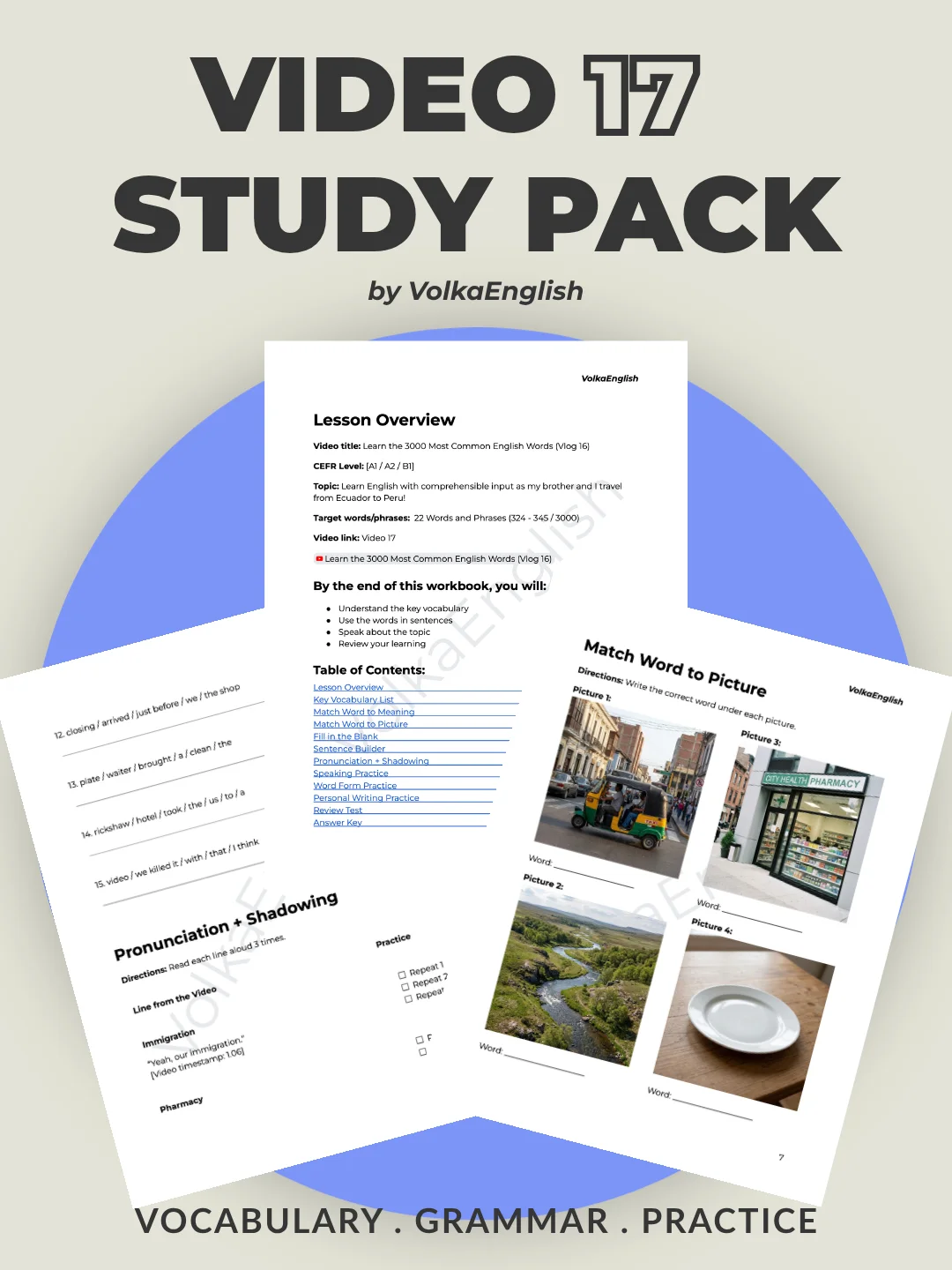 Learn the 3000 Most Common English Words - Video 17 Study Pack product image (1)