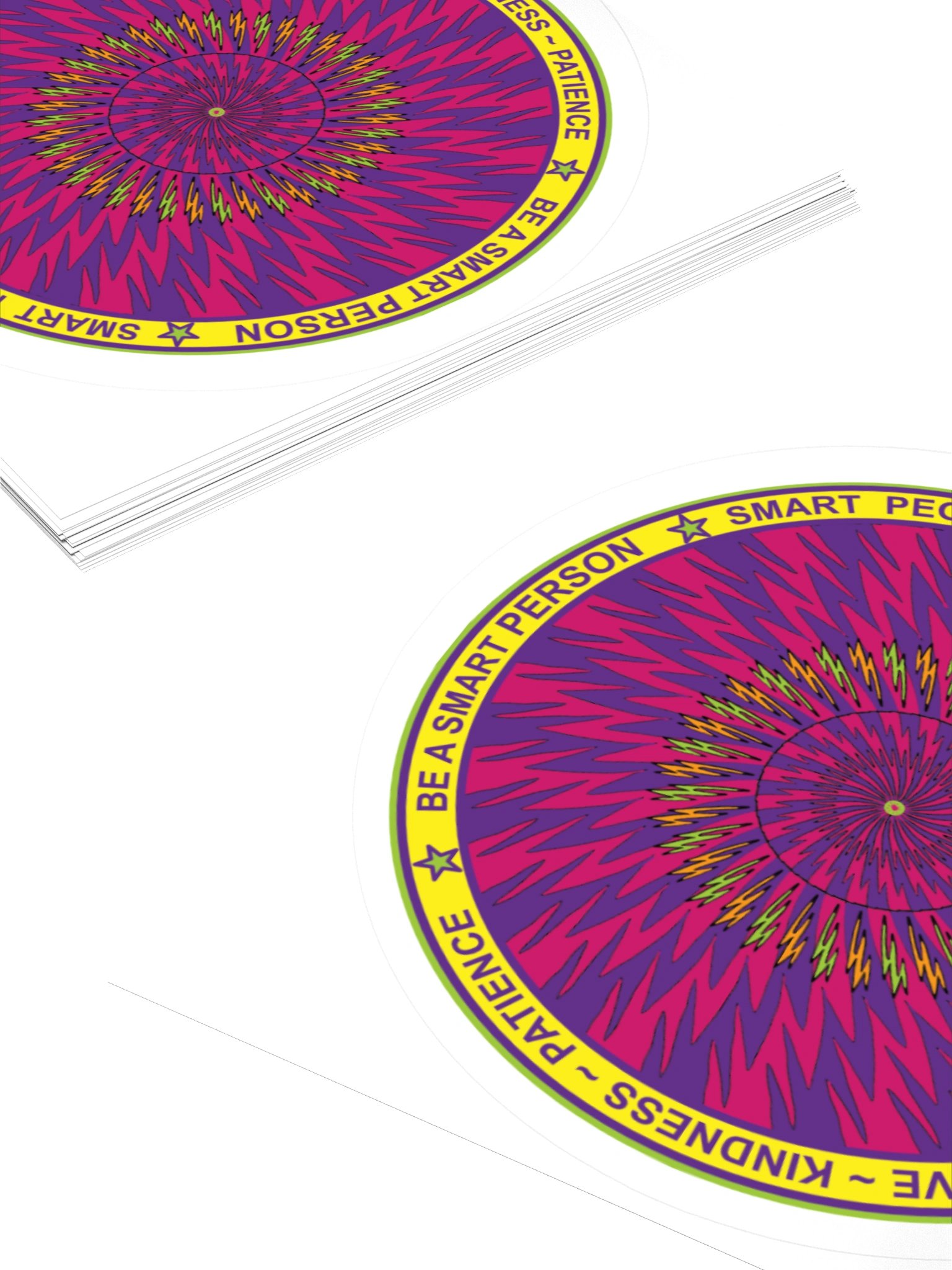 Mandala Kaleidoscope Stickers: Beautiful Burst Design Says: "Be a Smart Person. Smart People Feel Empathy Compassion Understanding Love Kindness Patience" product image (4)