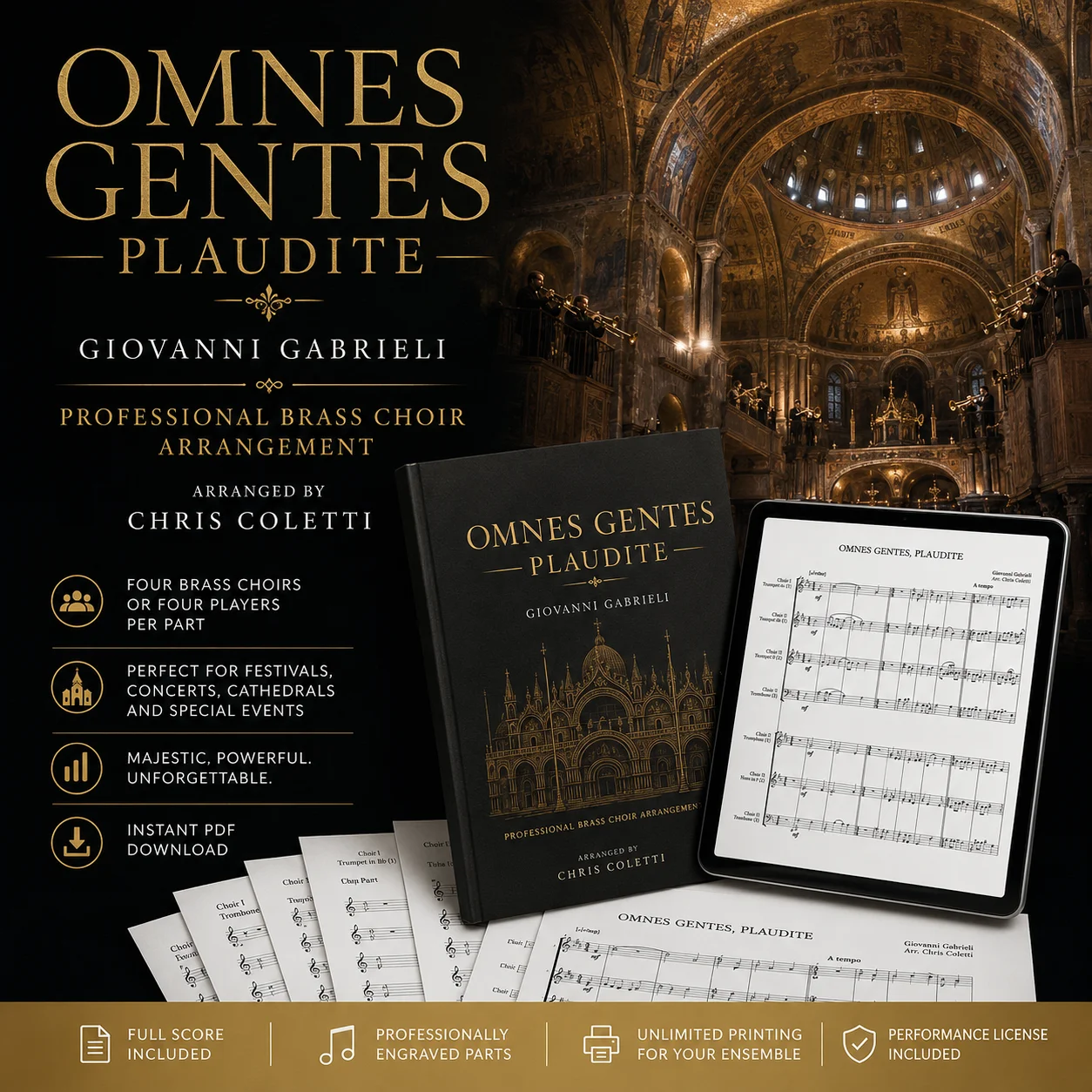 Gabrieli: "OMNES GENTES" for 16 brass players arranged by Chris Coletti product image (1)