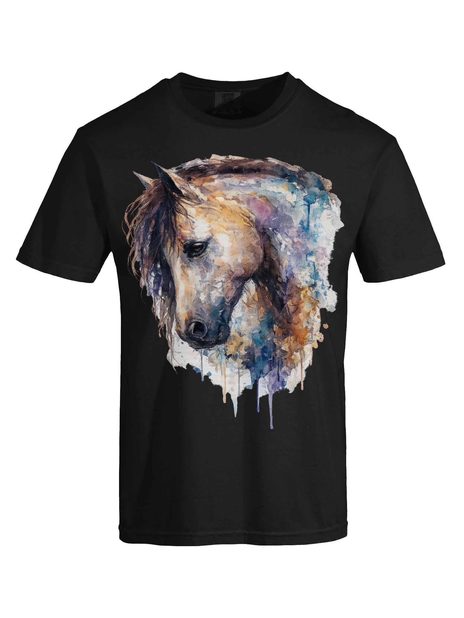 Watercolor Horse Portrait Graphic Tee | Artistic Equestrian Shirt product image (5)