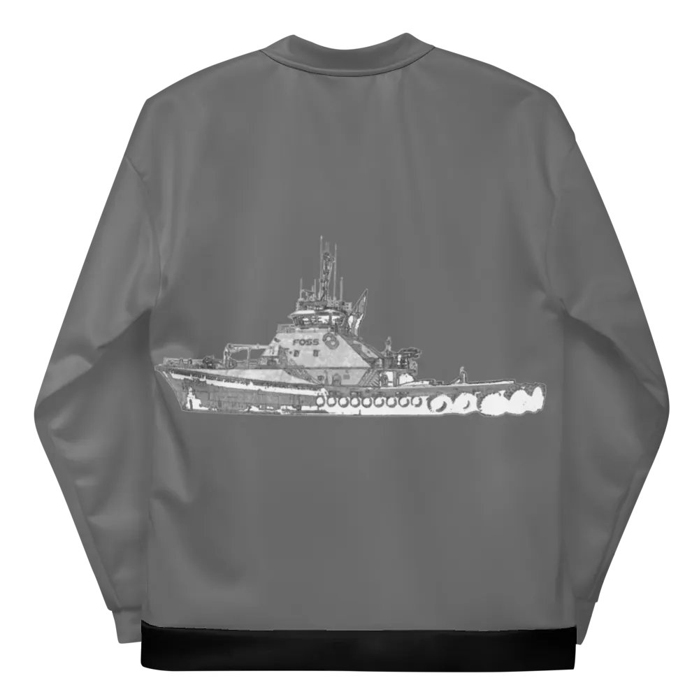 Foss Tugboat Sketch Gray Bomber Jacket product image (11)