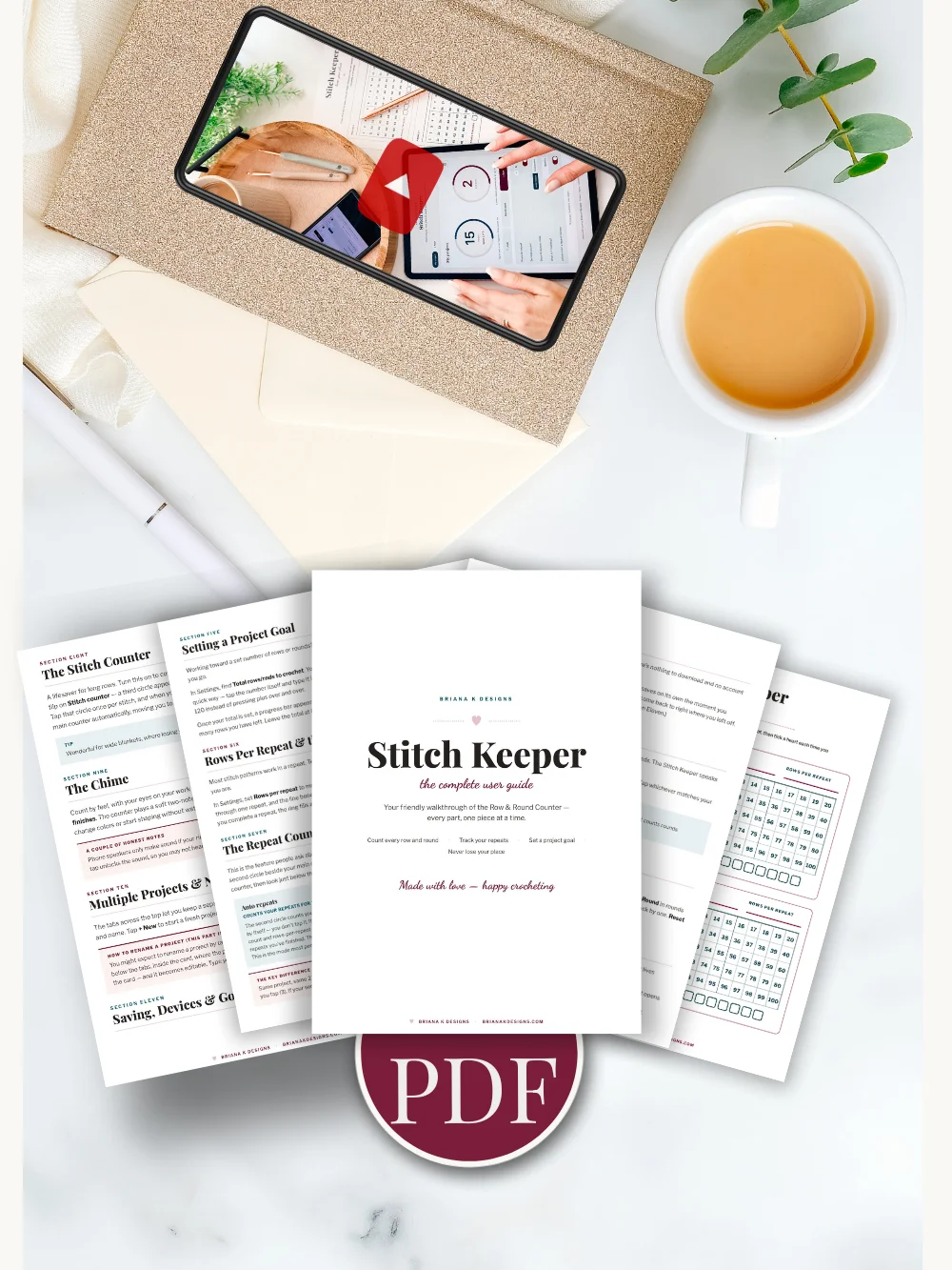 Briana K Crochet Companion: The Stitch Keeper - Digital Row, Round, Repeat, & Stitch Counter product image (2)