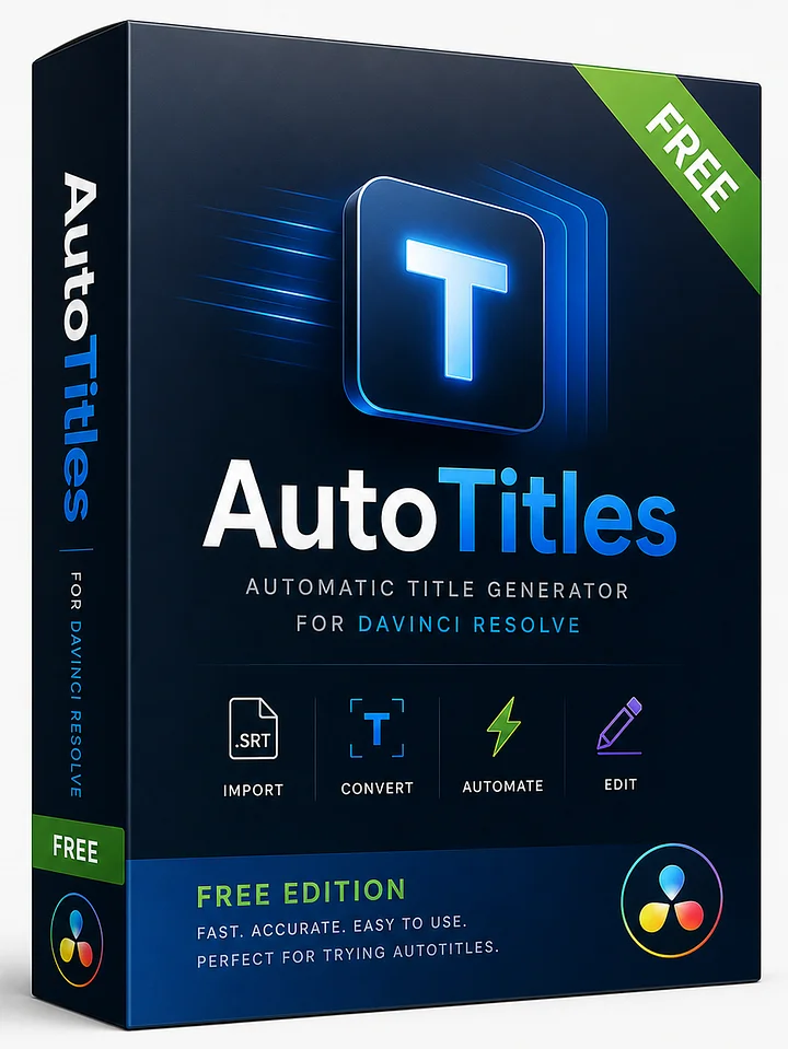 AutoTitles Free for DaVinci Resolve Studio 20 product image (1)