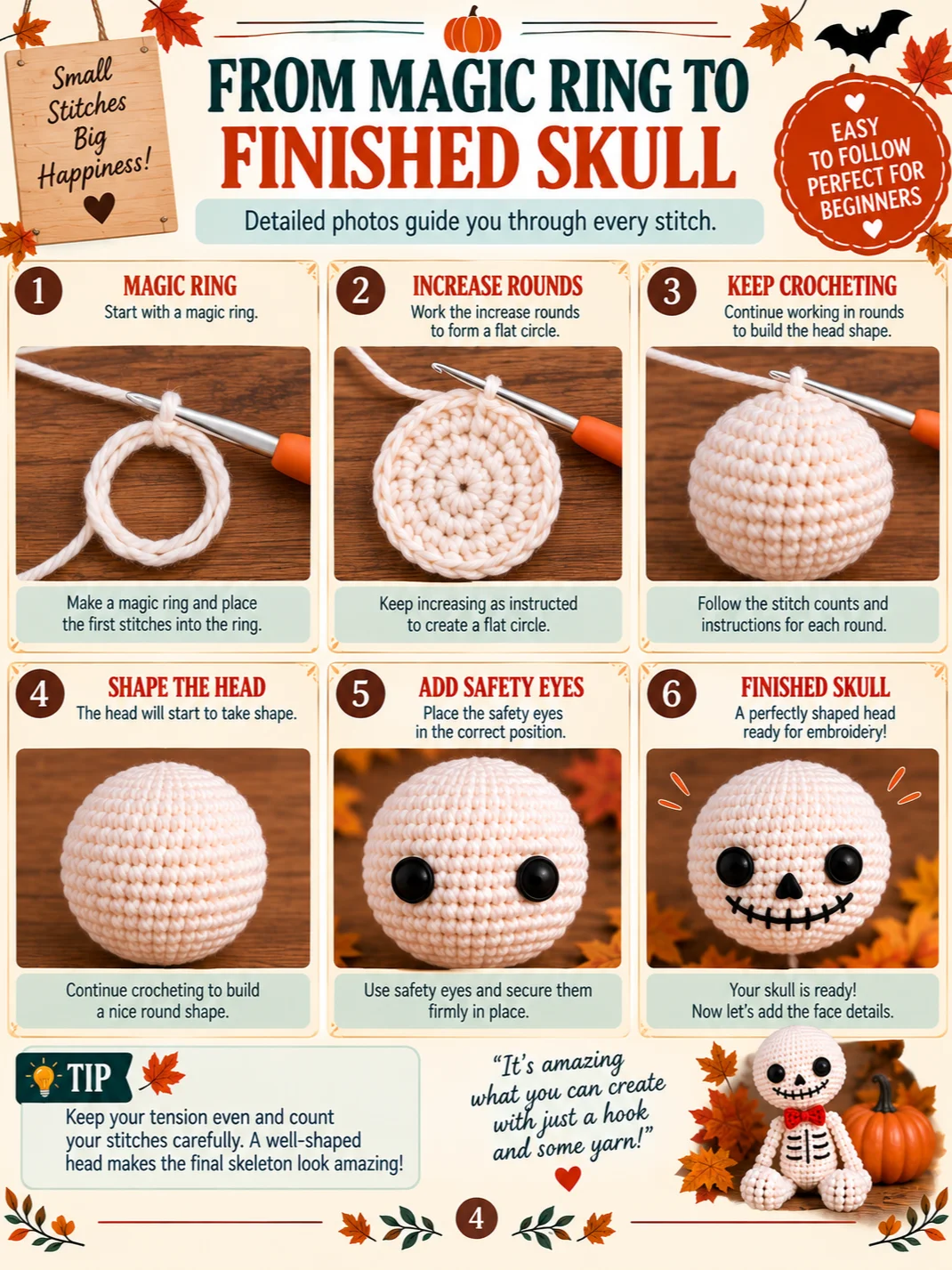 Halloween Skeleton Crochet Pattern PDF | Beginner Amigurumi Tutorial product image (6)