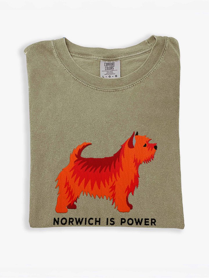 Norwich Is Power T-Shirt(Embroidered) of a Norwich Terrier(Red) product image (1)