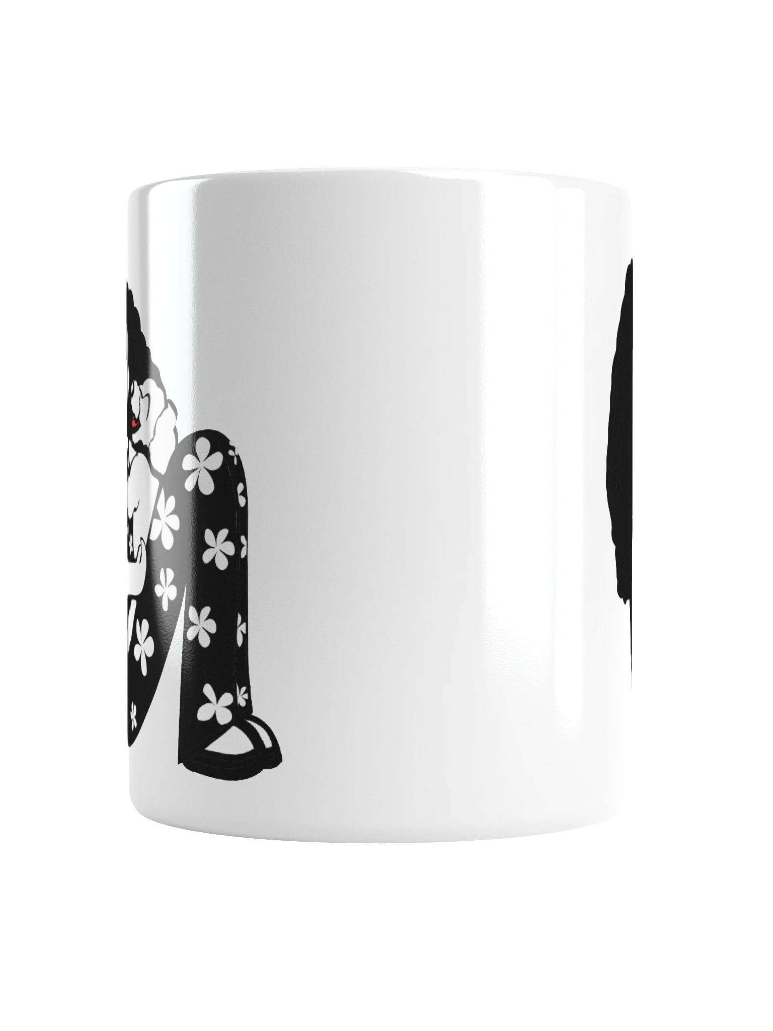 Mug: Girl with laughing dog | black and white product image (6)