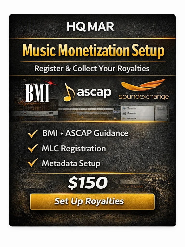 Music Monetization Setup Service | Song Registration, Metadata & Royalty Setup (BMI, MLC, SoundExchange) product image (1)